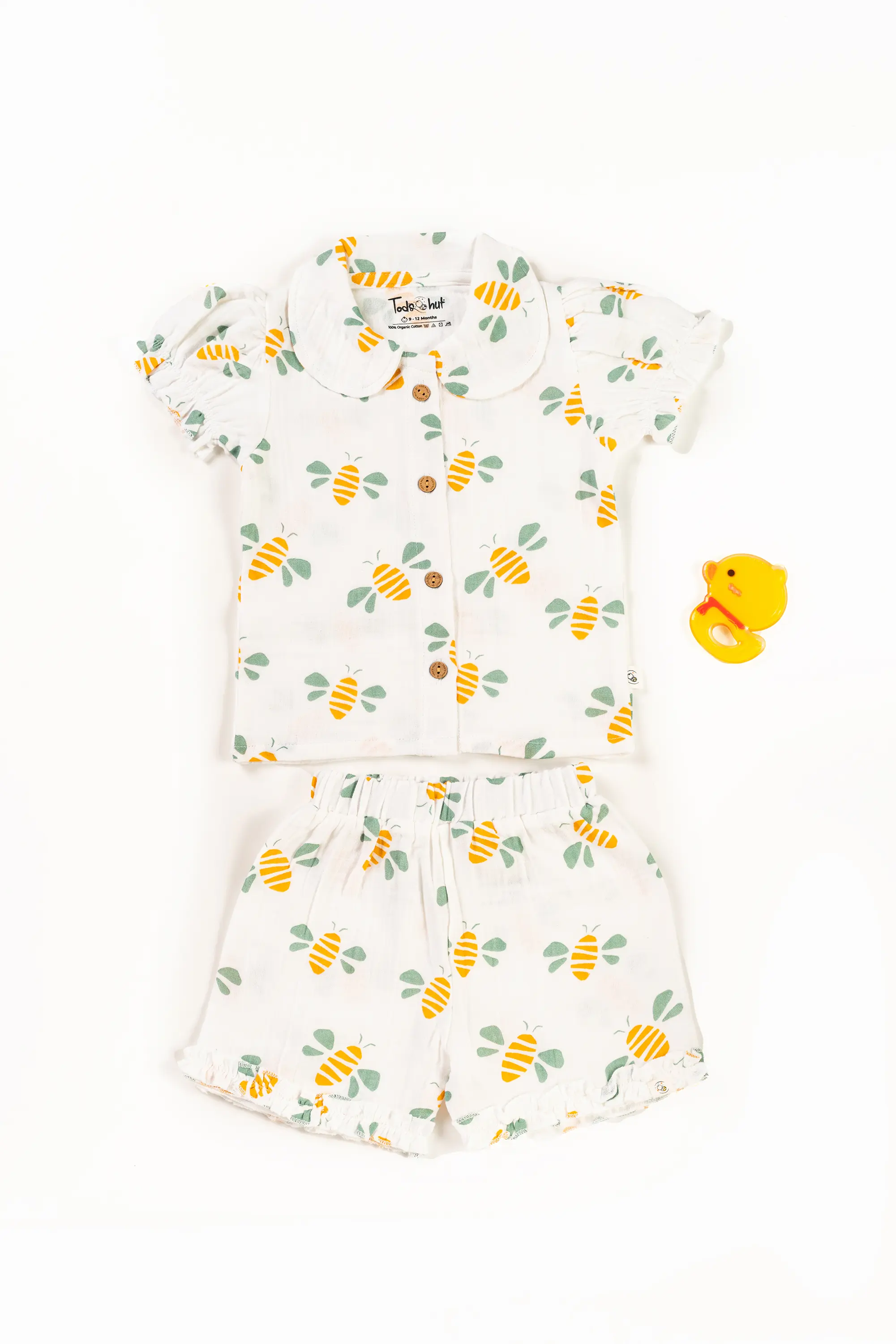 Crinkled Muslin Peter Pan Collar Half-Sleeve Co-Ords Set