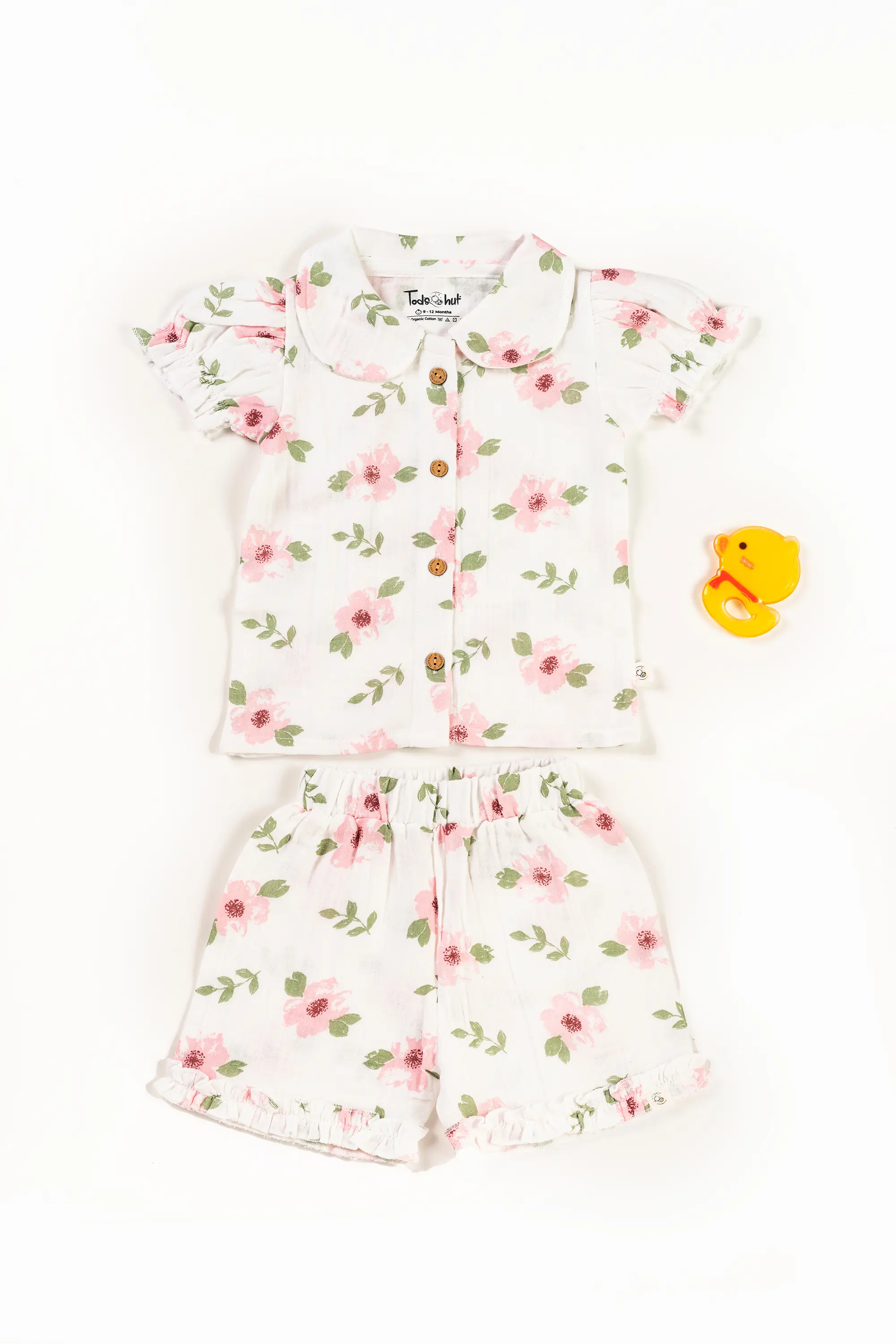 Crinkled Muslin Peter Pan Collar Half-Sleeve Co-Ords Set