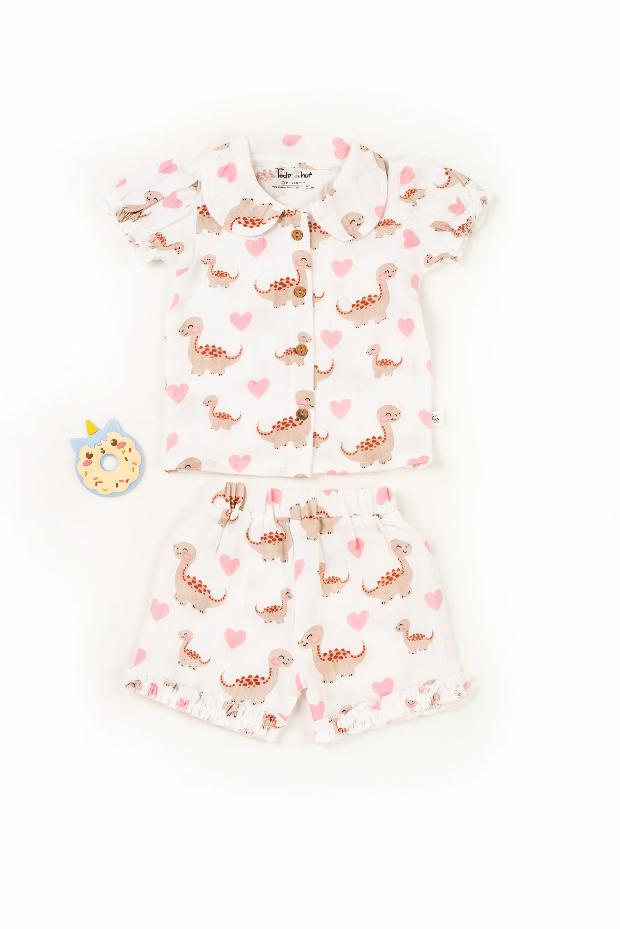 Crinkled Muslin Peter Pan Collar Half-Sleeve Co-Ords Set