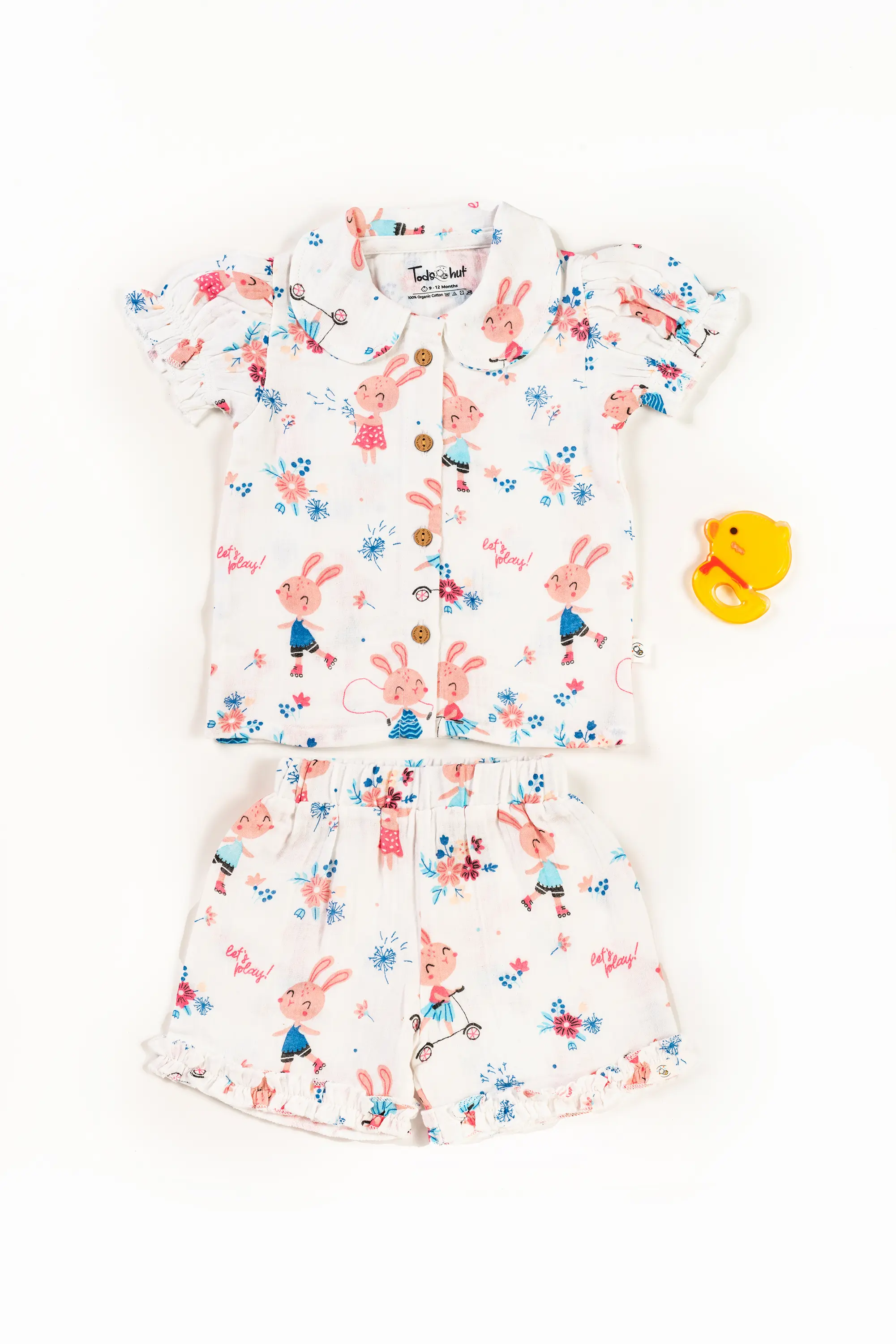 Crinkled Muslin Peter Pan Collar Half-Sleeve Co-Ords Set