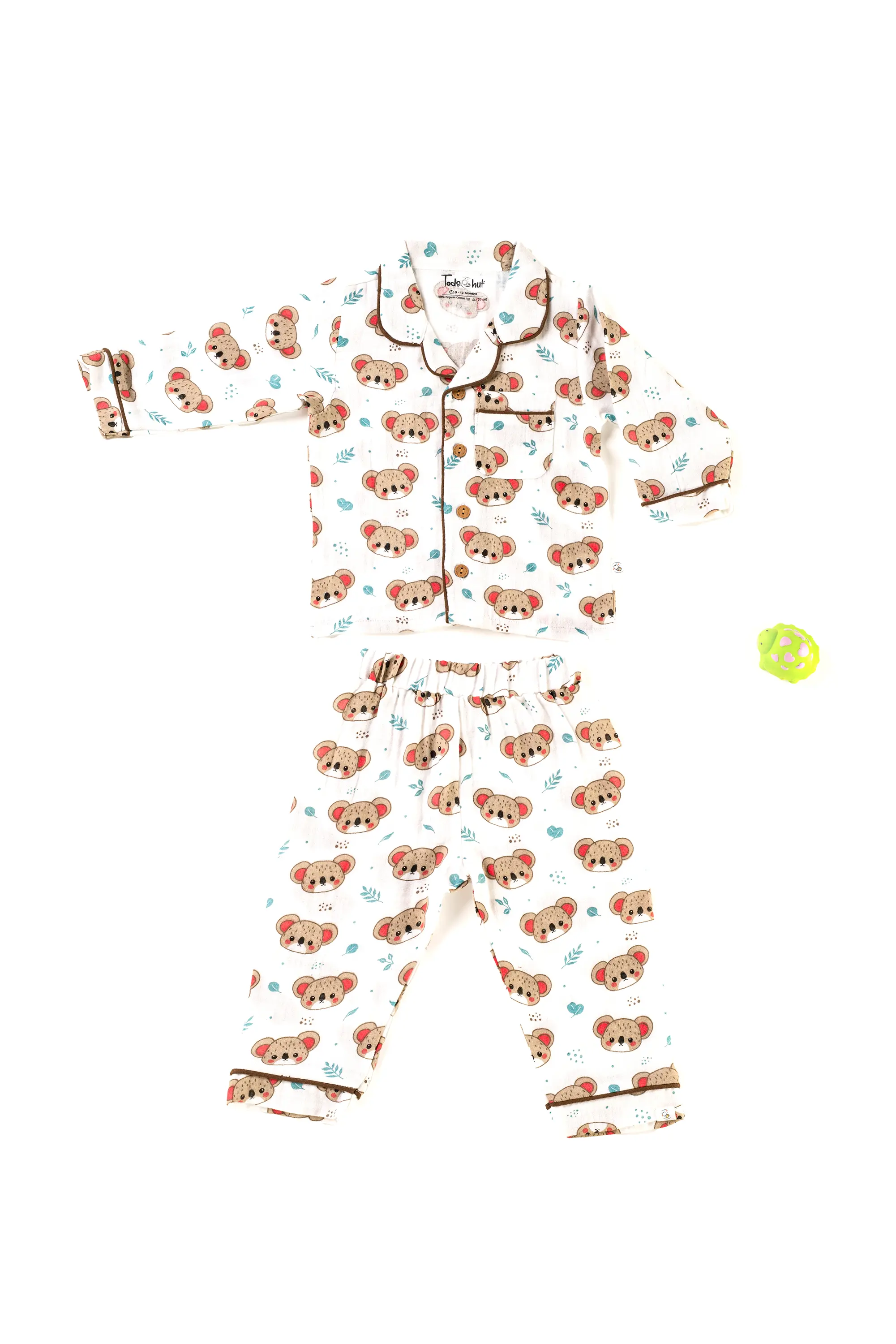 Crinkled Muslin Unisex Collar  Full-Sleeve Pyjama Set