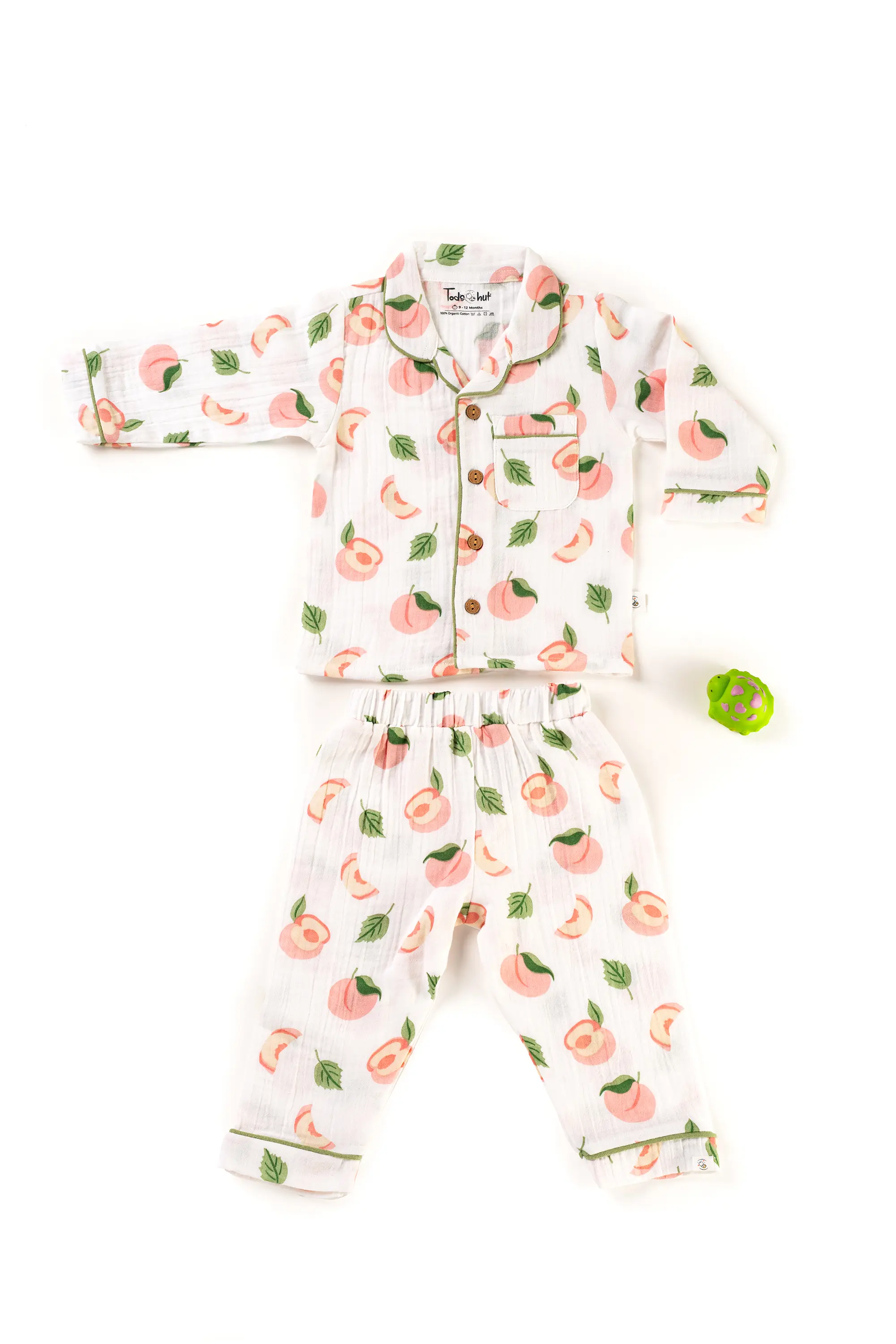 Crinkled Muslin Unisex Collar  Full-Sleeve Pyjama Set