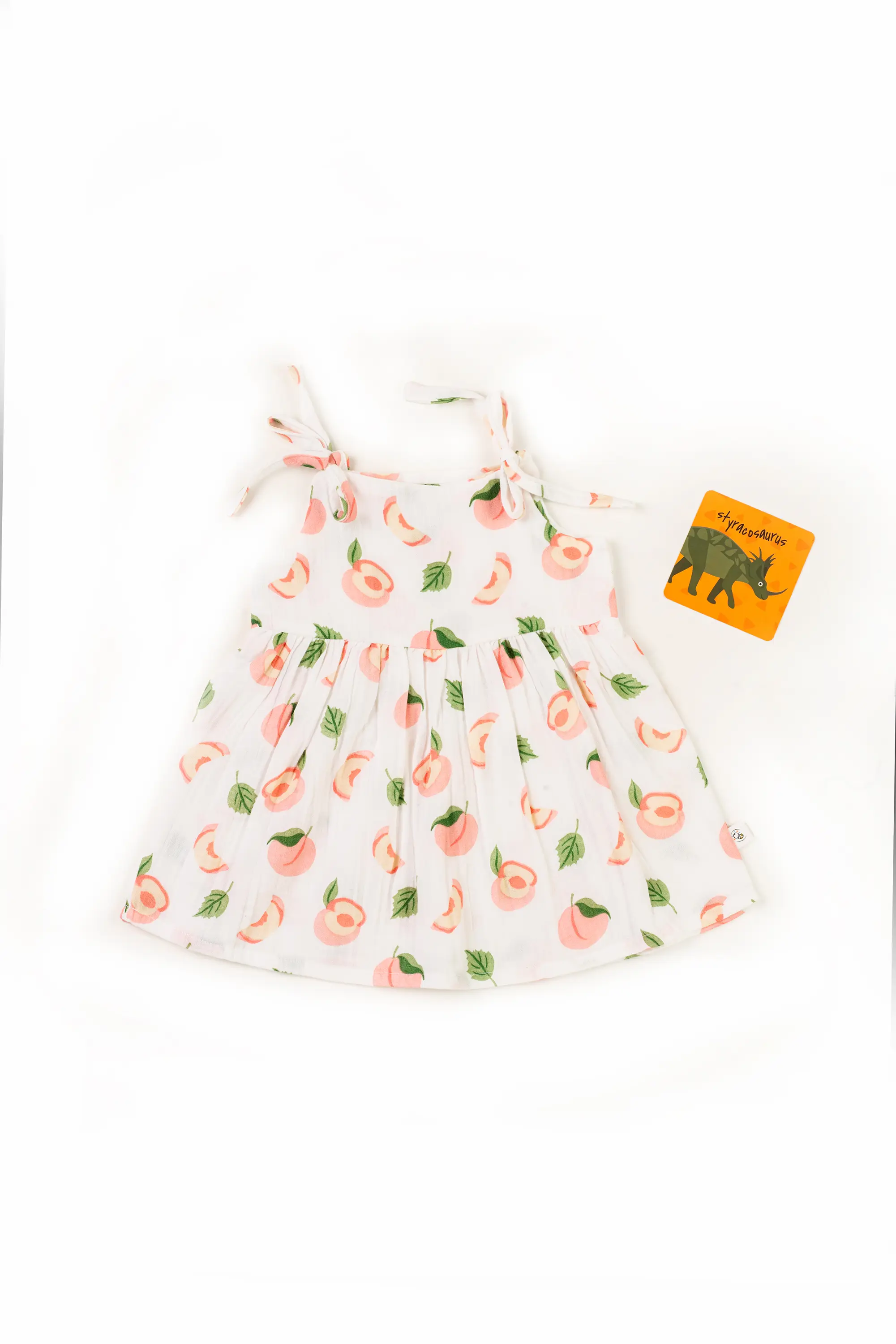 Crinkled Muslin Flat Neck Collar Sleeveless Up-Knot Type Frock