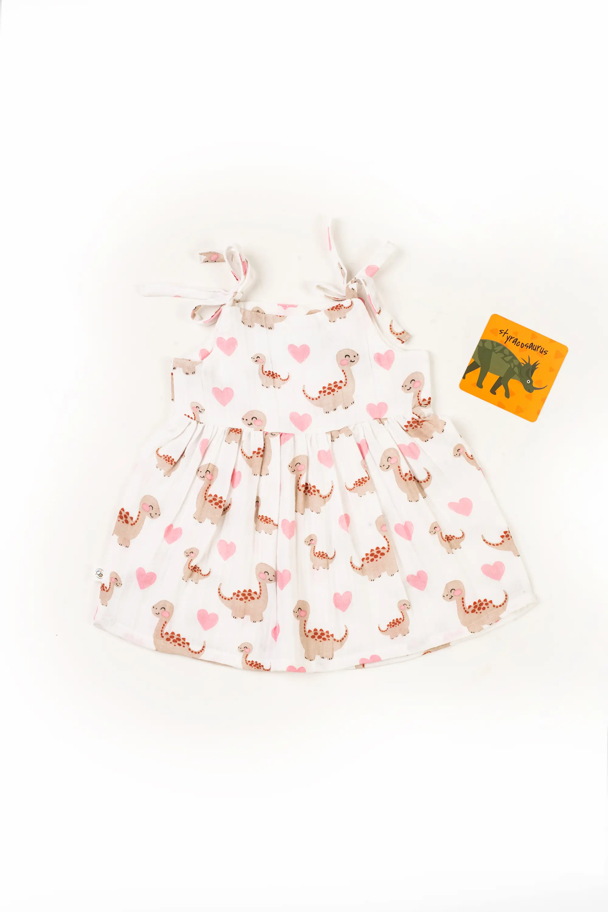 Crinkled Muslin Flat Neck Collar Sleeveless Up-Knot Type Frock