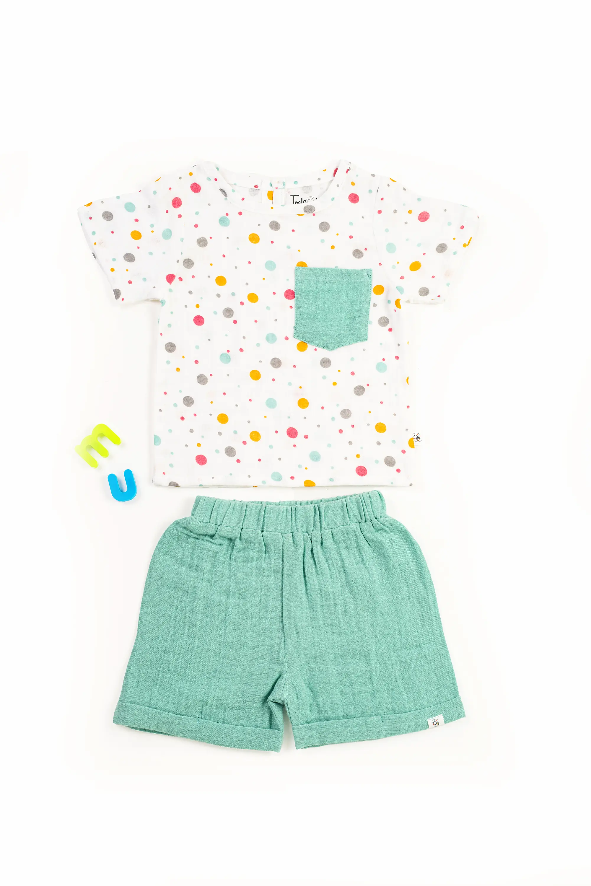 Crinkled Muslin Boat Neck Half-Sleeve Co-Ords Set