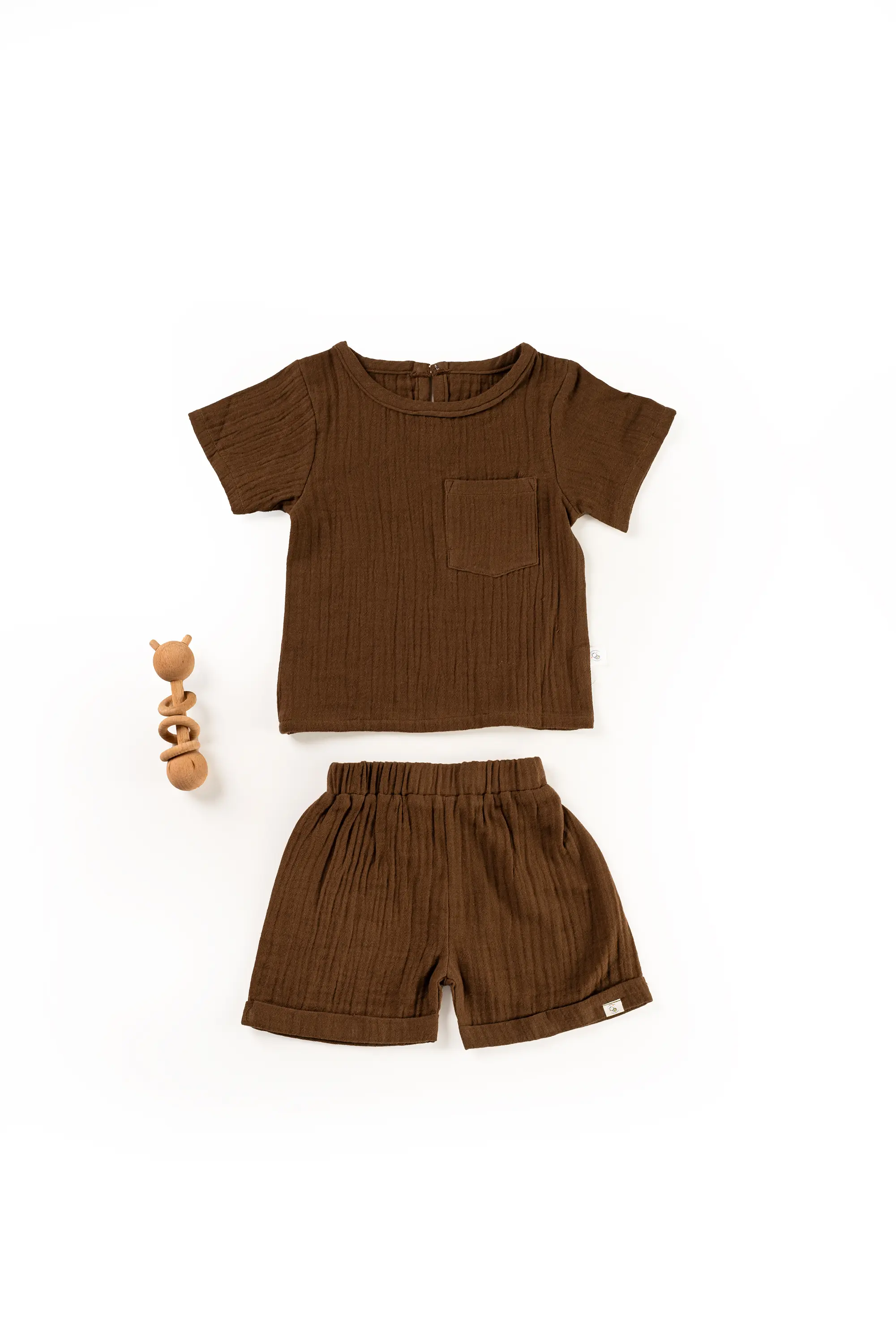 Crinkled Muslin Boat Neck Half-Sleeve Co-Ords Set