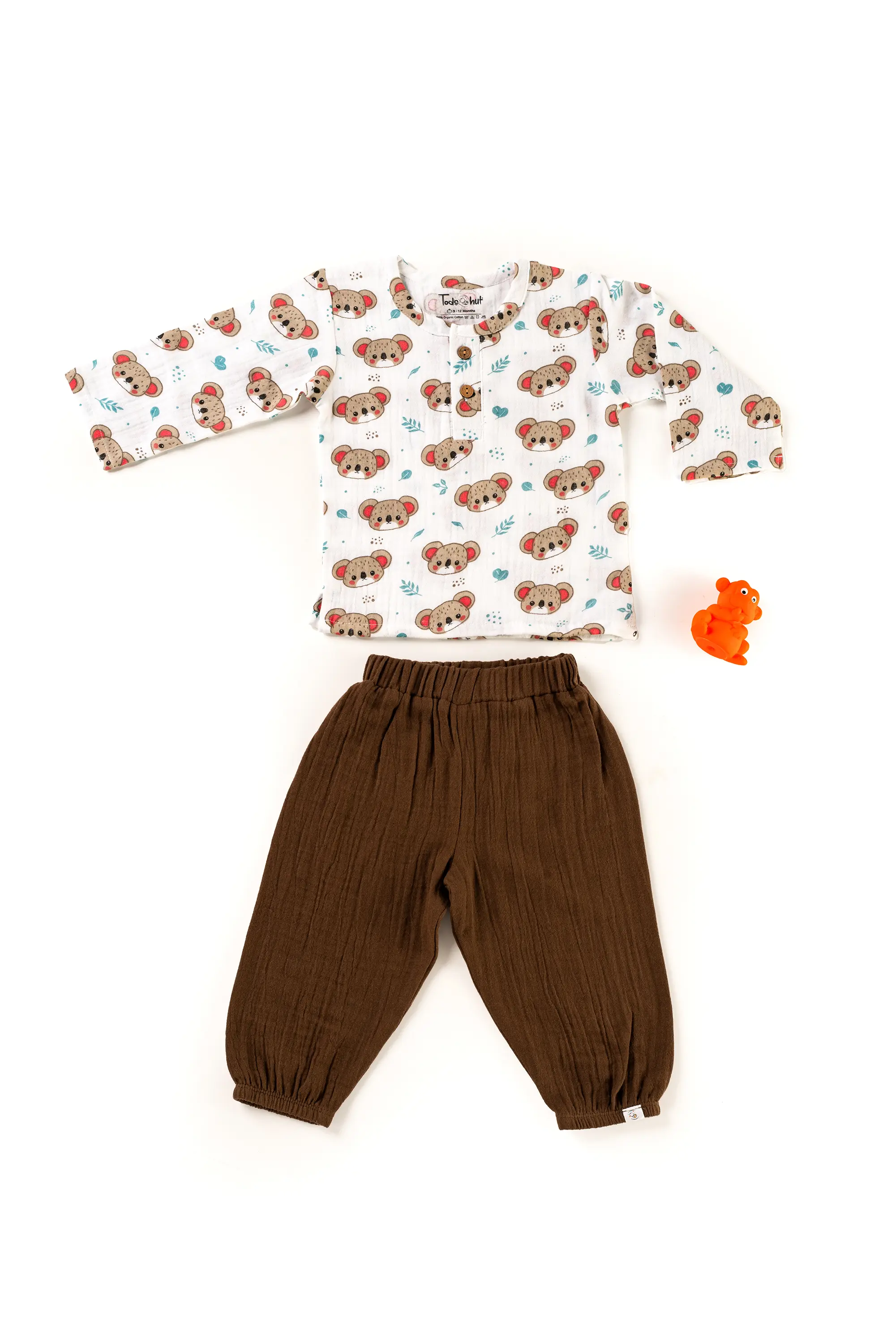 Crinkled Muslin Round Collar Full-Sleeve Casual Set