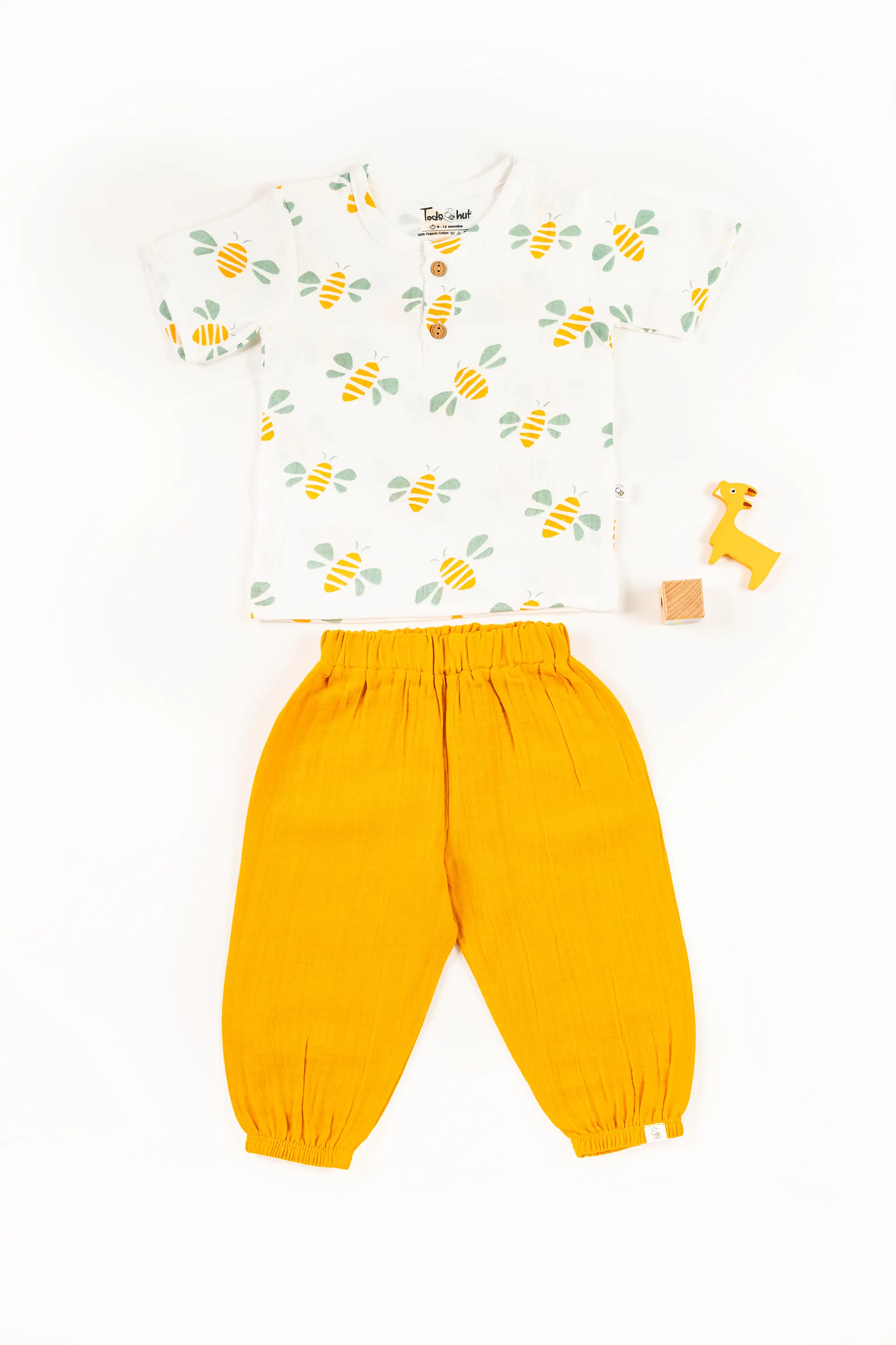 Crinkled Muslin Round Collar Half-Sleeve Casual Set