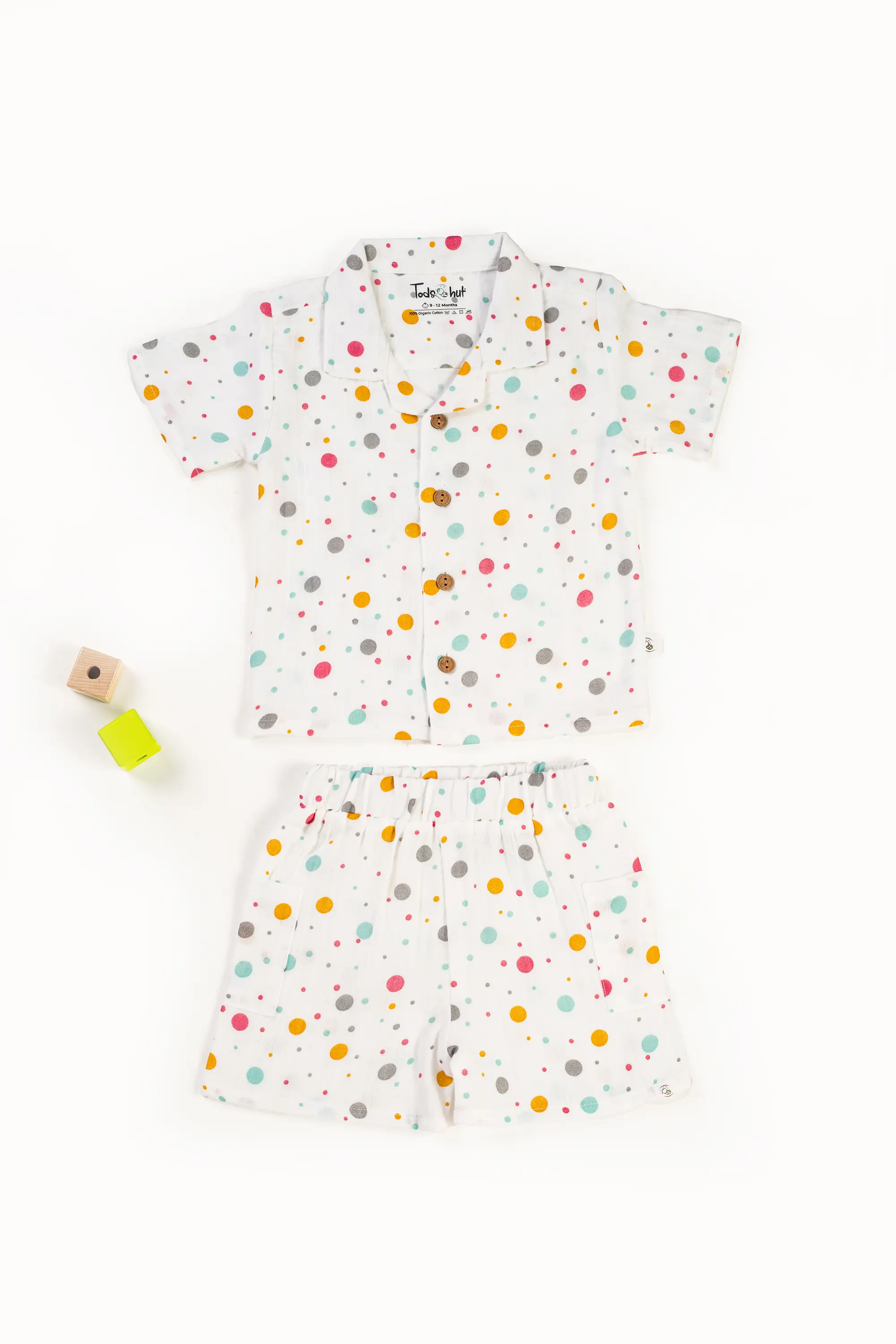Crinkled Muslin Cuban Collar Half-Sleeve Co-Ords Set