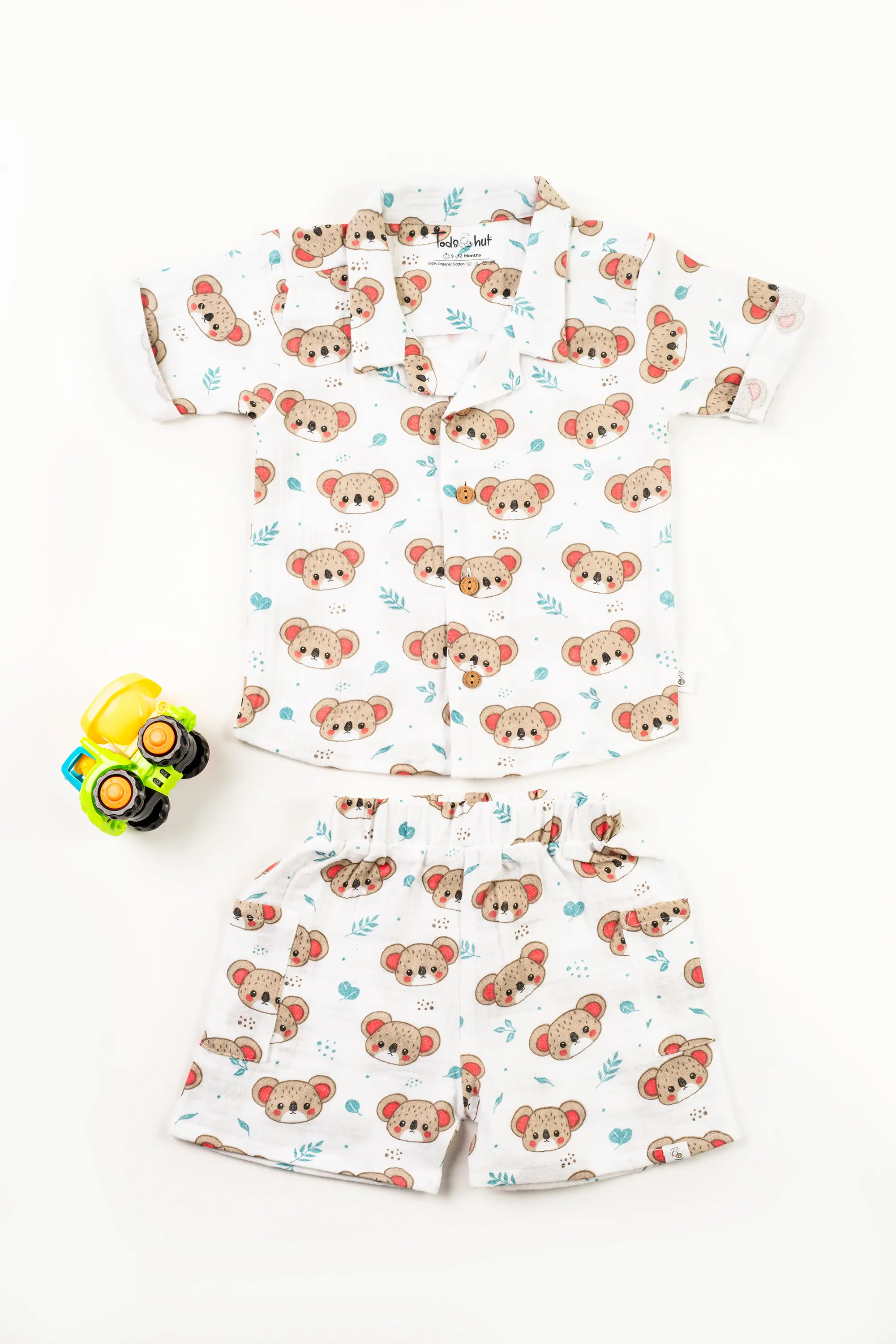 Crinkled Muslin Cuban Collar Half-Sleeve Co-Ords Set