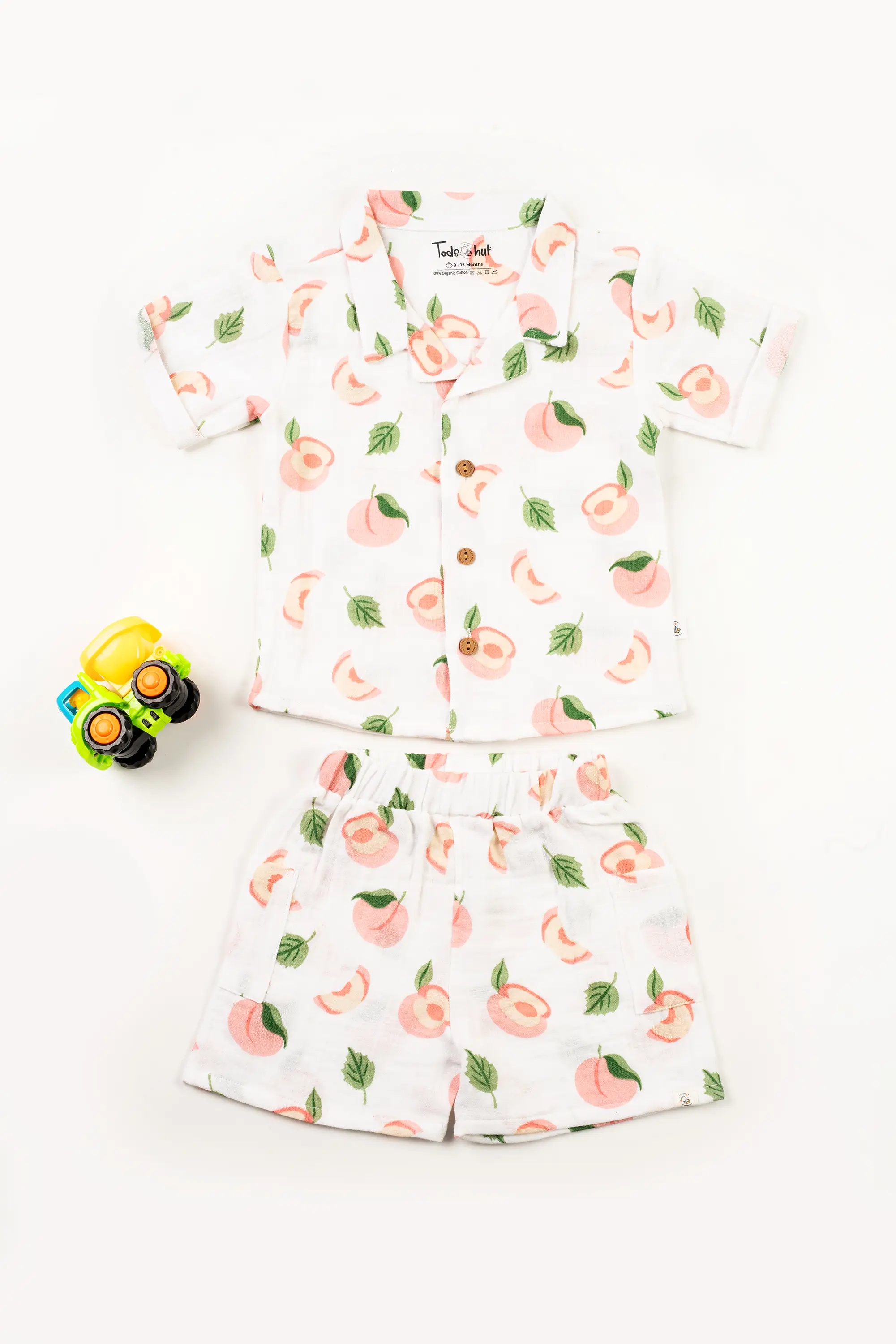Crinkled Muslin Cuban Collar Half-Sleeve Co-Ords Set