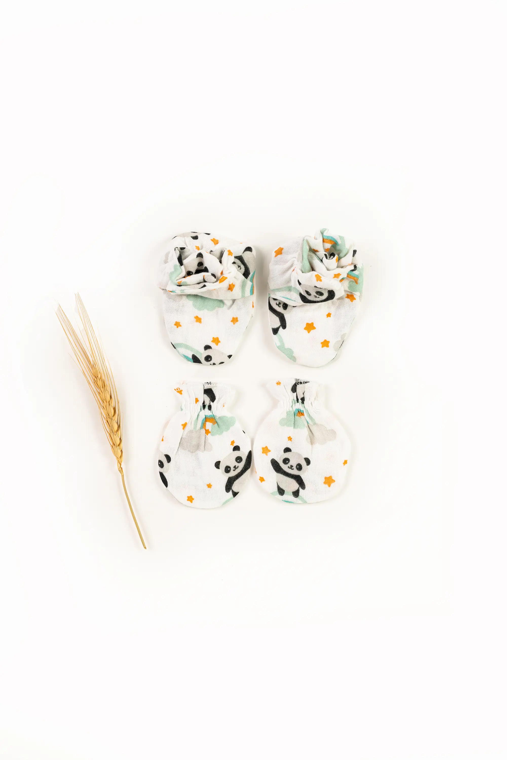 Crinkled Muslin Mitten & Booties