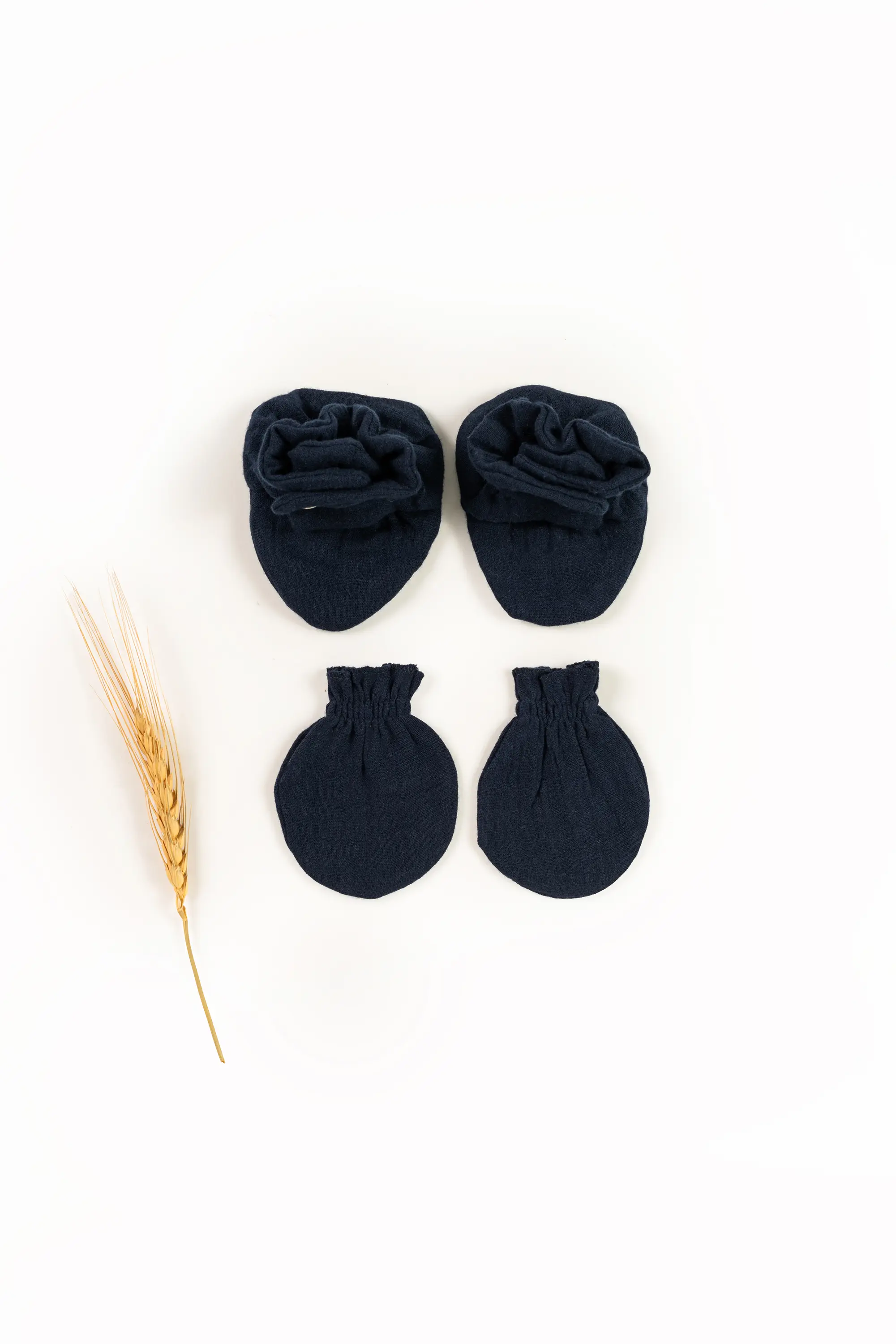 Crinkled Muslin Mitten & Booties