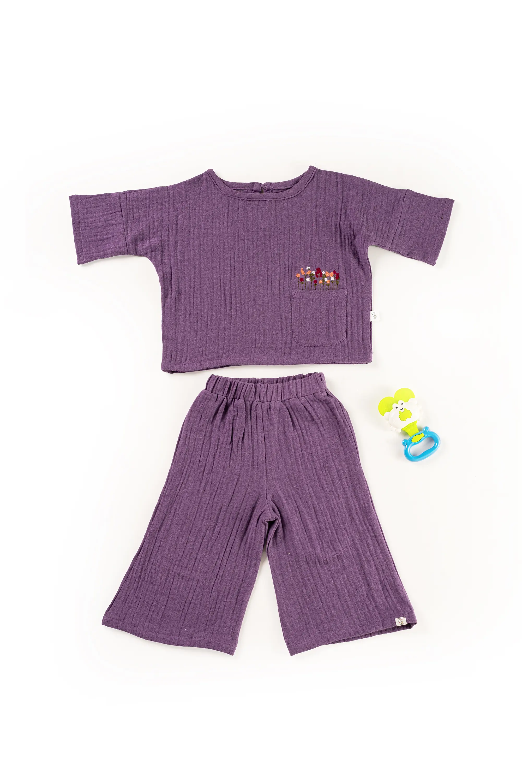 Crinkled Muslin Boat Neck palazzo  Full-Sleeve Co-Ords Set