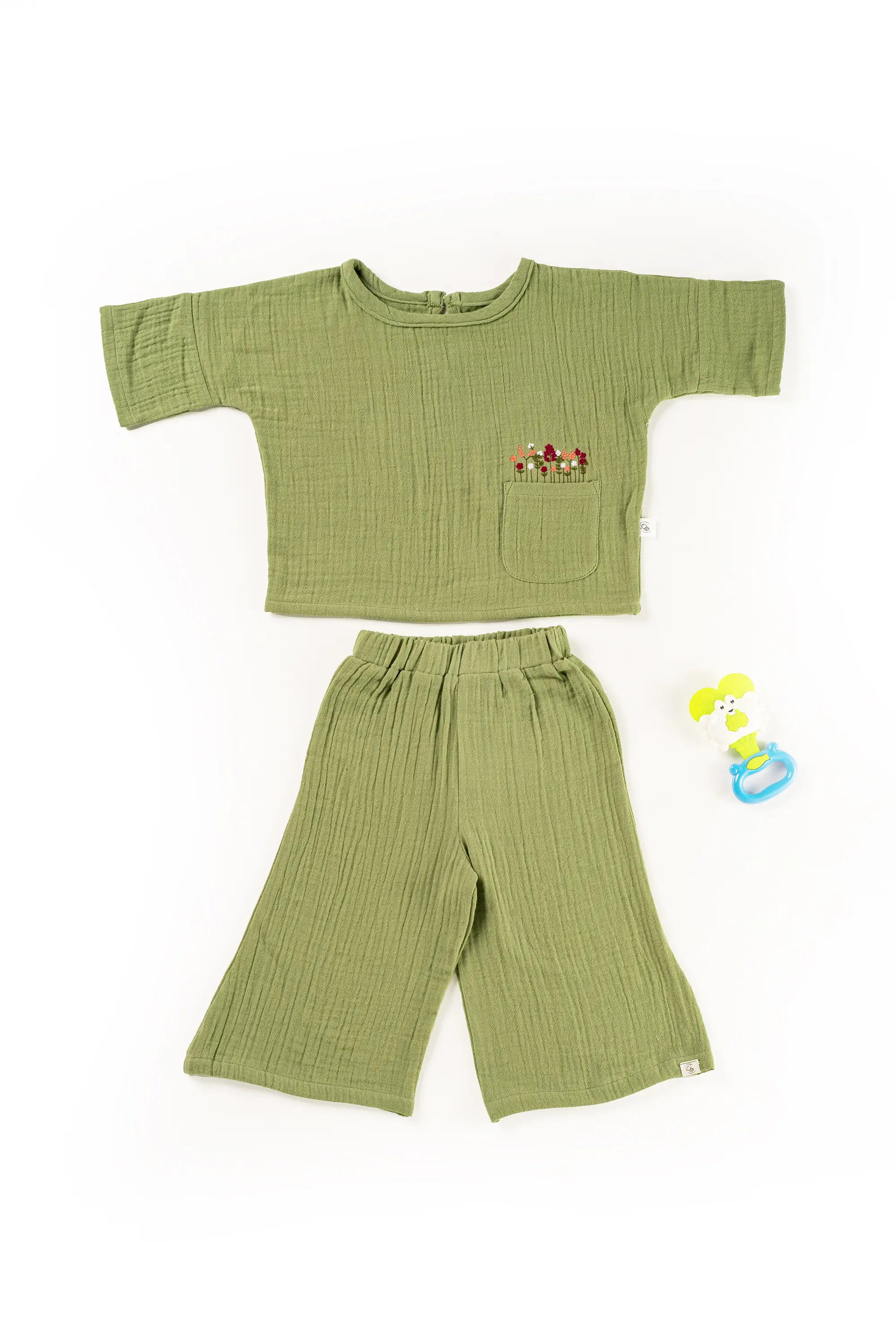 Crinkled Muslin Boat Neck palazzo  Full-Sleeve Co-Ords Set