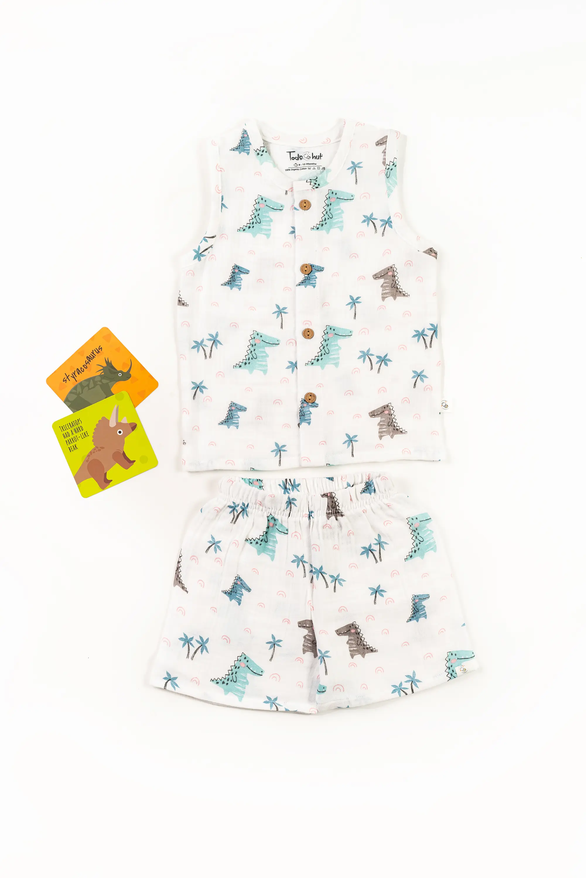 Crinkled Muslin Round Collar Sleeveless Co-Ords Set