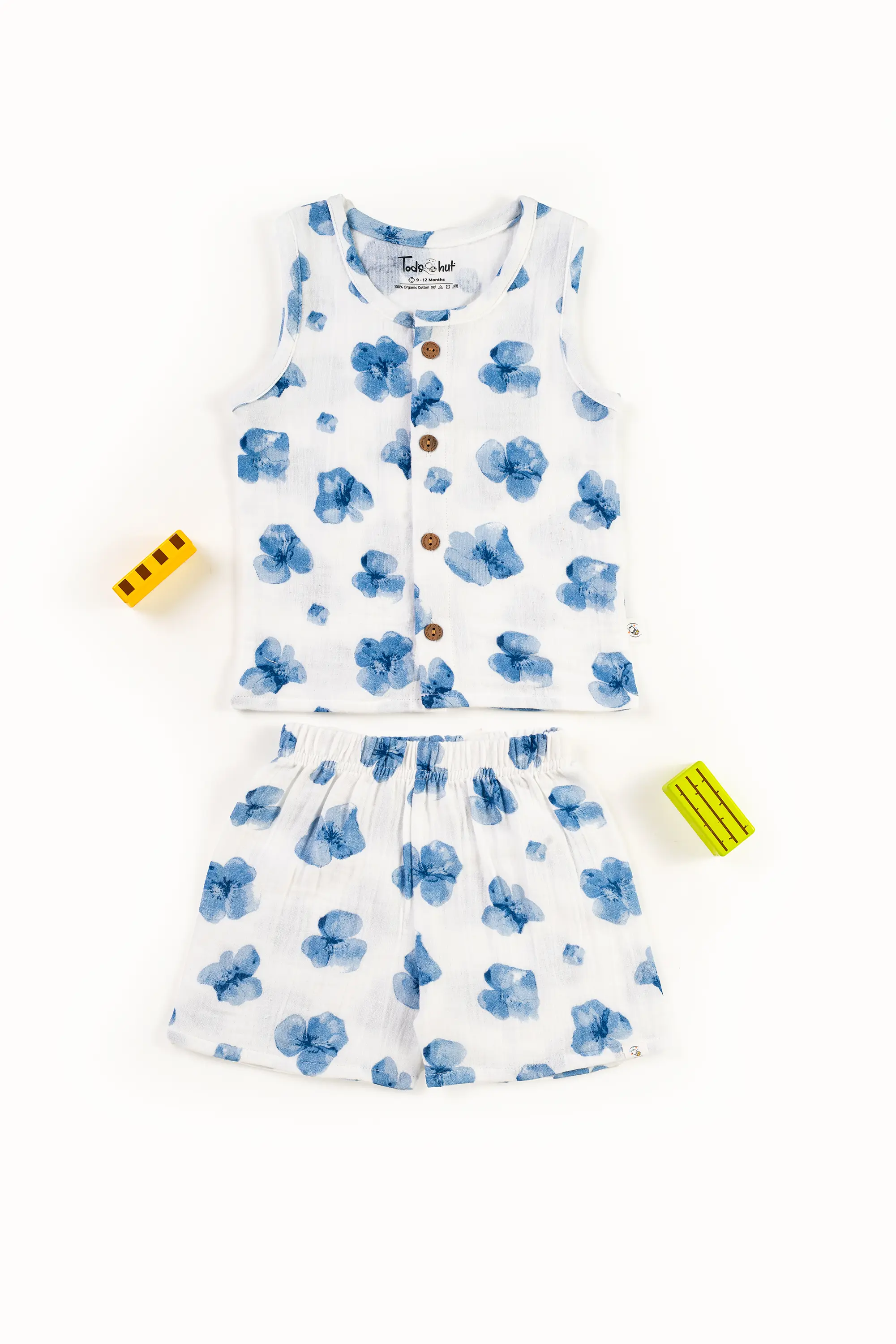 Crinkled Muslin Round Collar Sleeveless Co-Ords Set
