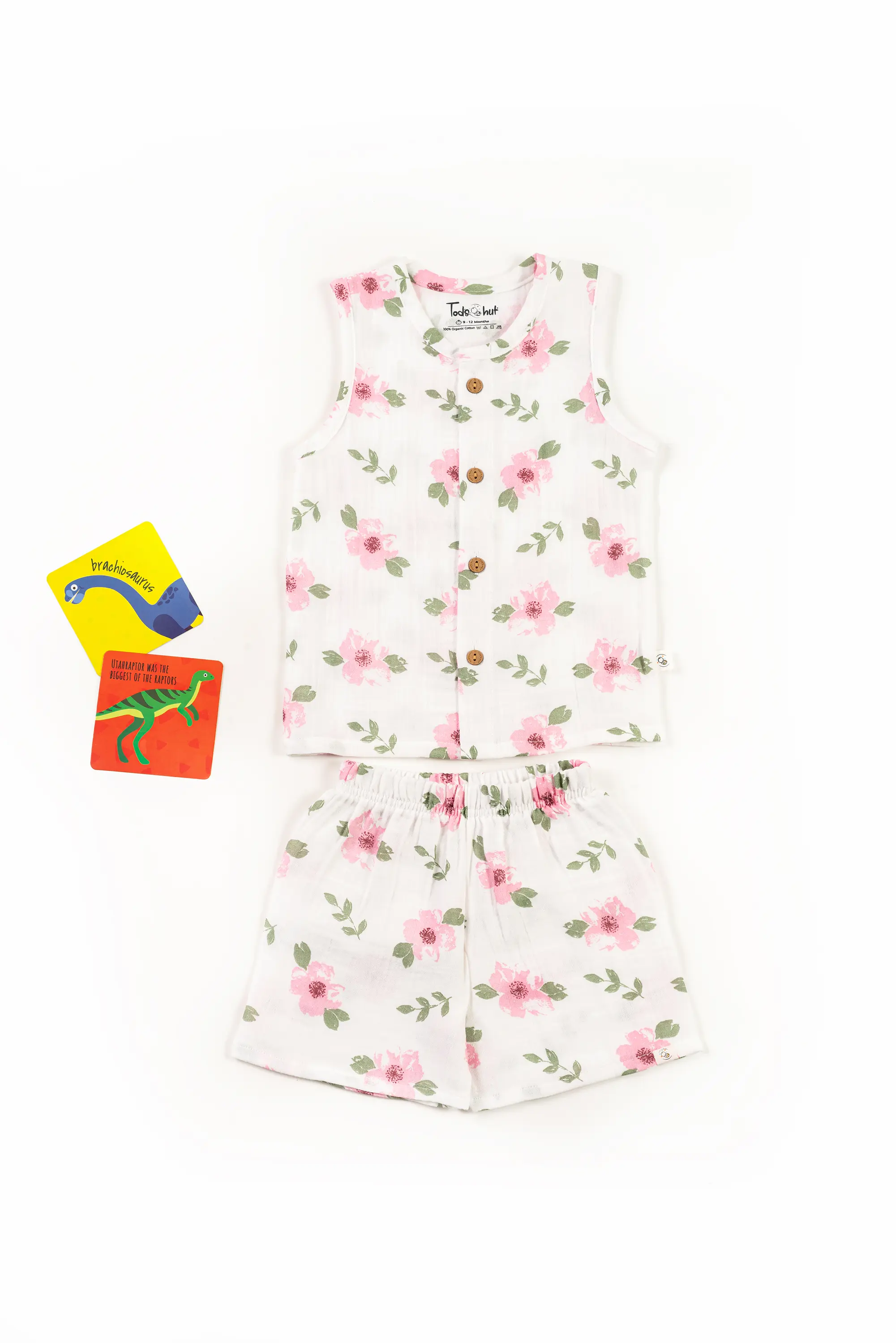 Crinkled Muslin Round Collar Sleeveless Co-Ords Set