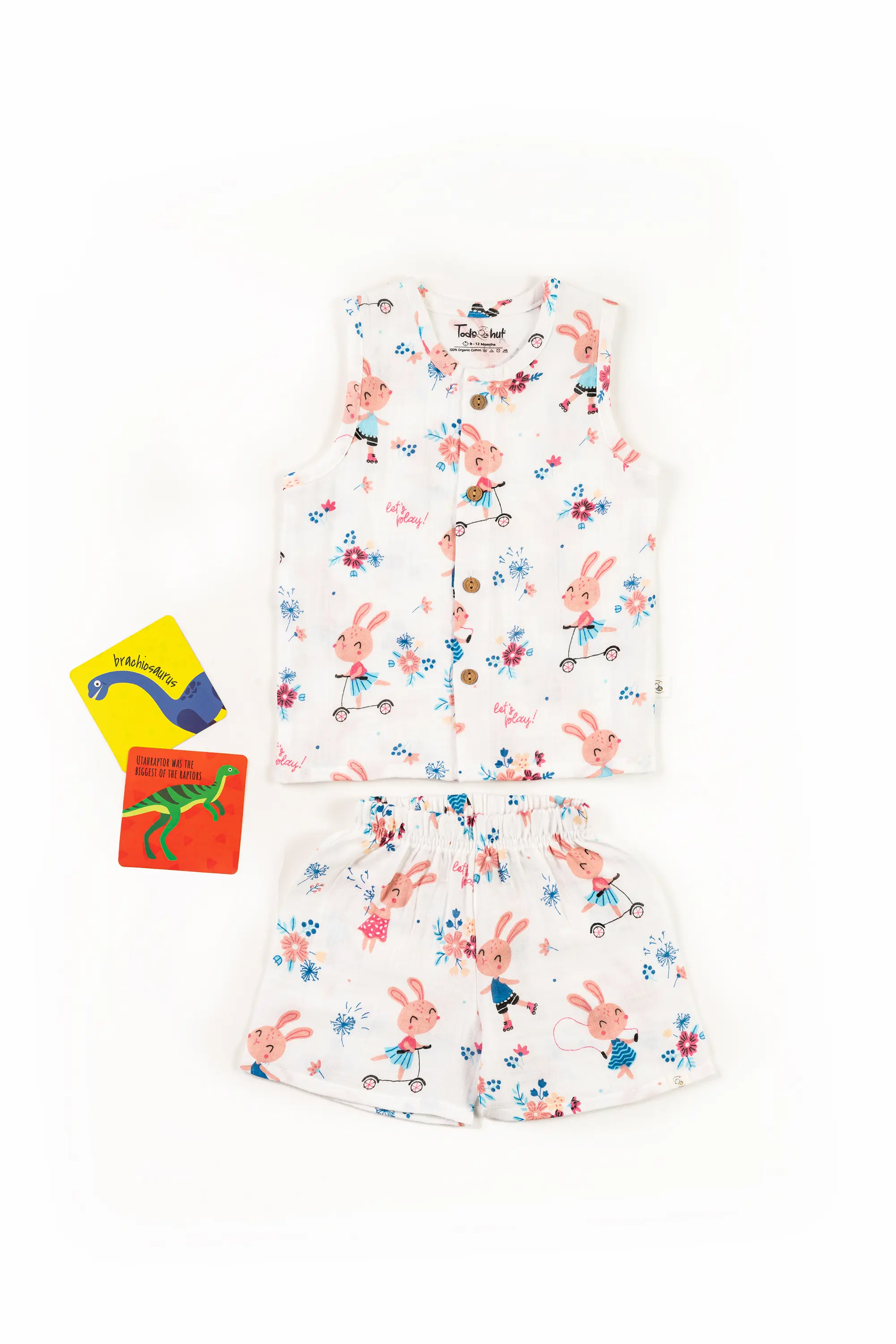 Crinkled Muslin Round Collar Sleeveless Co-Ords Set