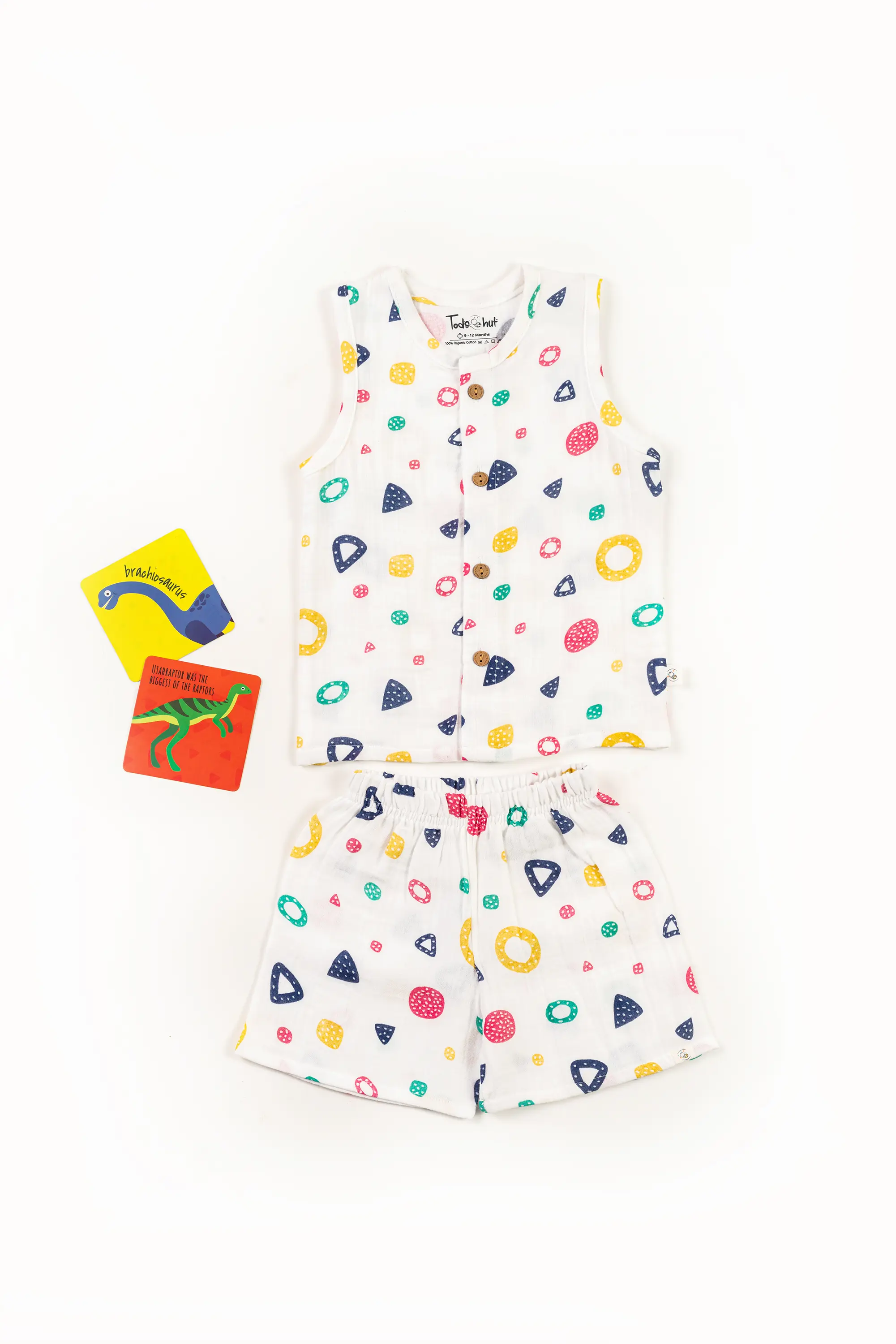 Crinkled Muslin Round Collar Sleeveless Co-Ords Set
