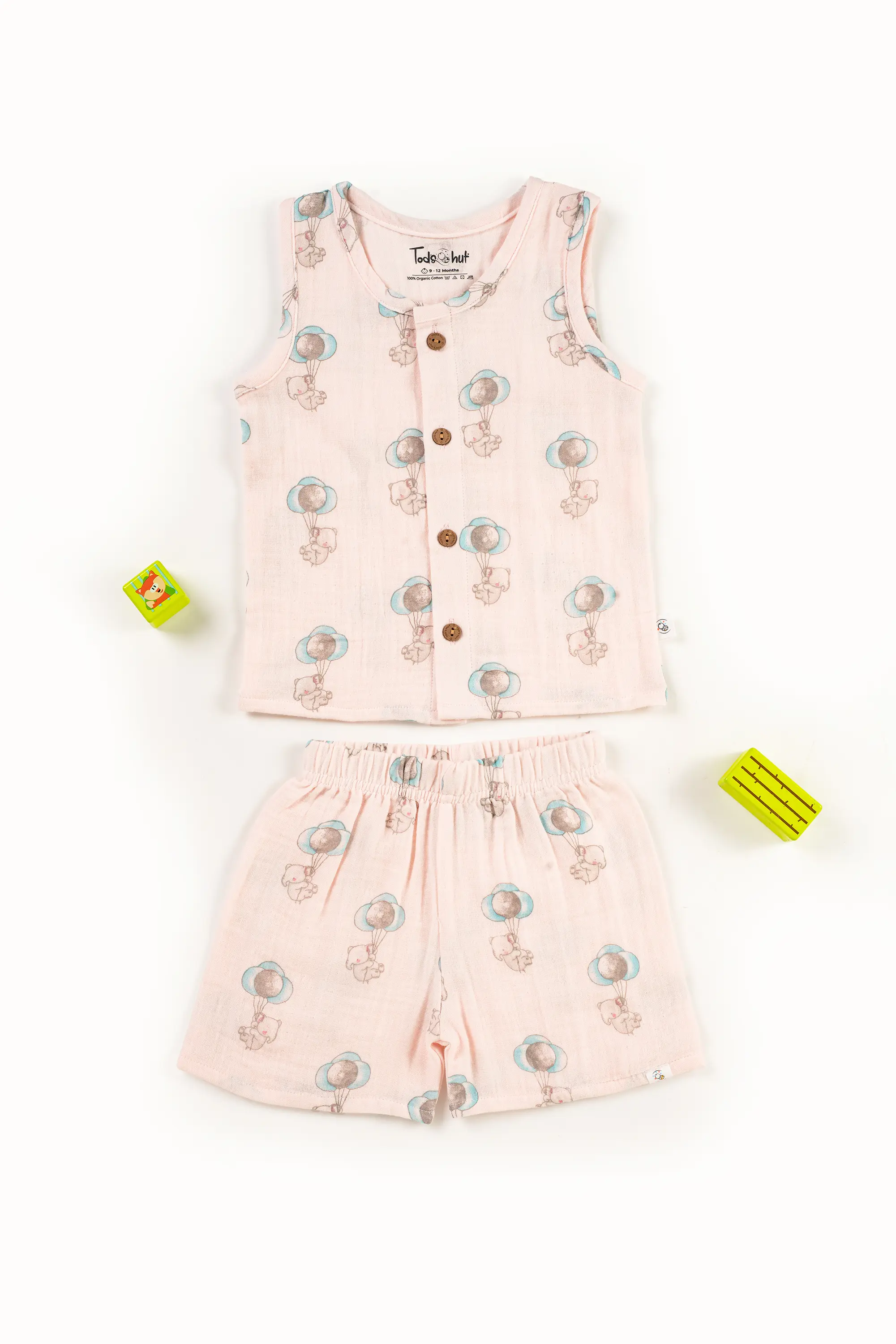 Crinkled Muslin Round Collar Sleeveless Co-Ords Set