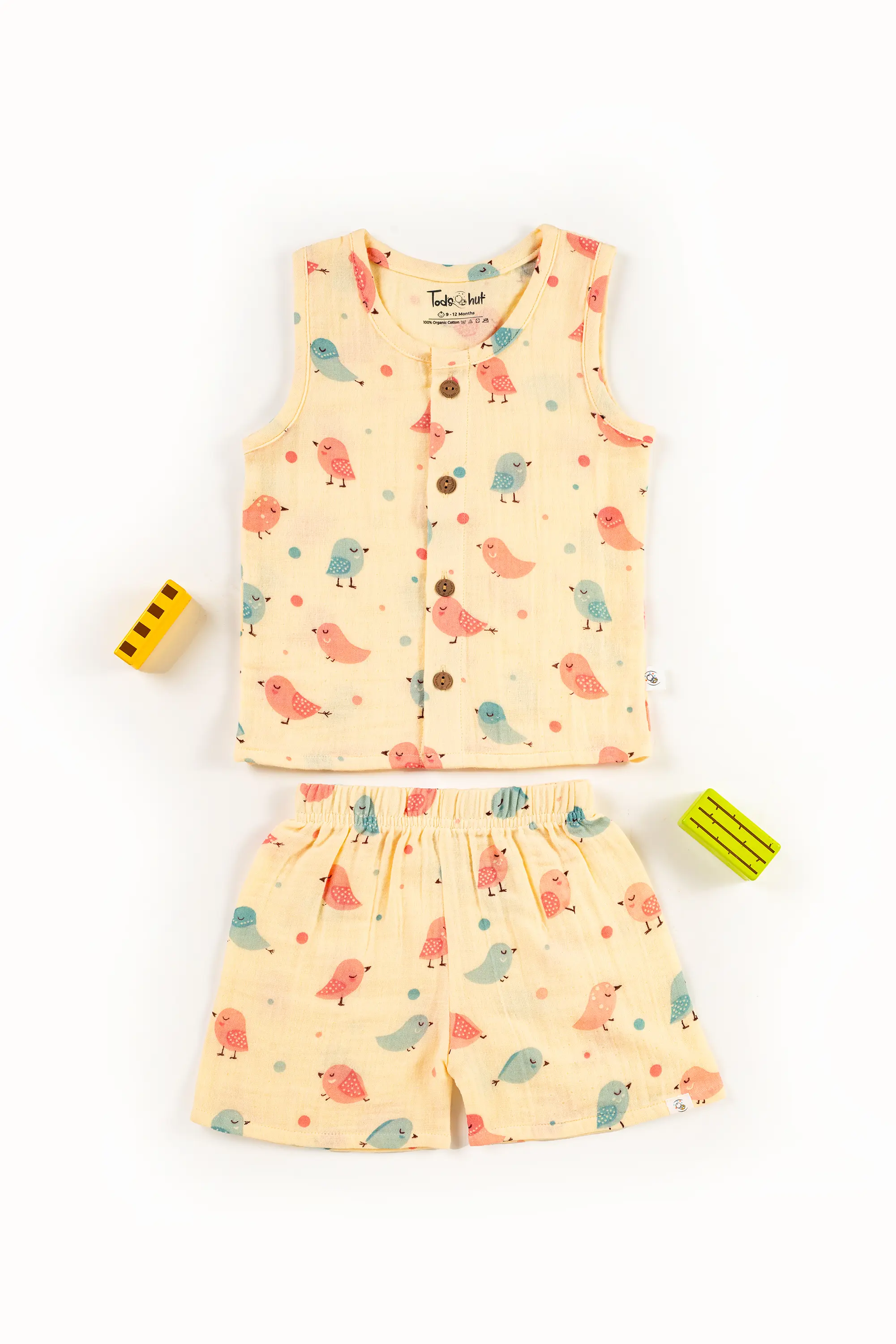 Crinkled Muslin Round Collar Sleeveless Co-Ords Set