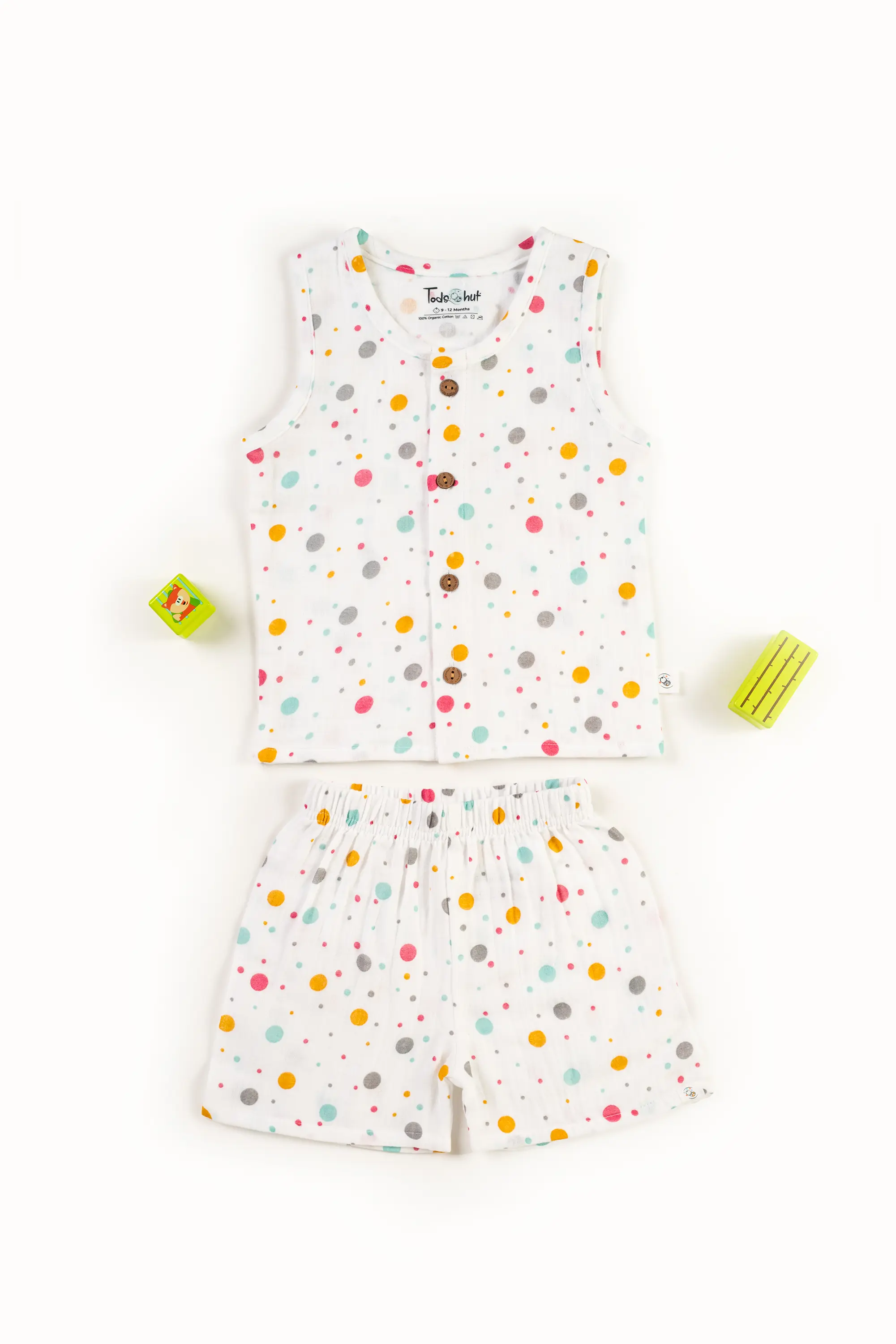 Crinkled Muslin Round Collar Sleeveless Co-Ords Set