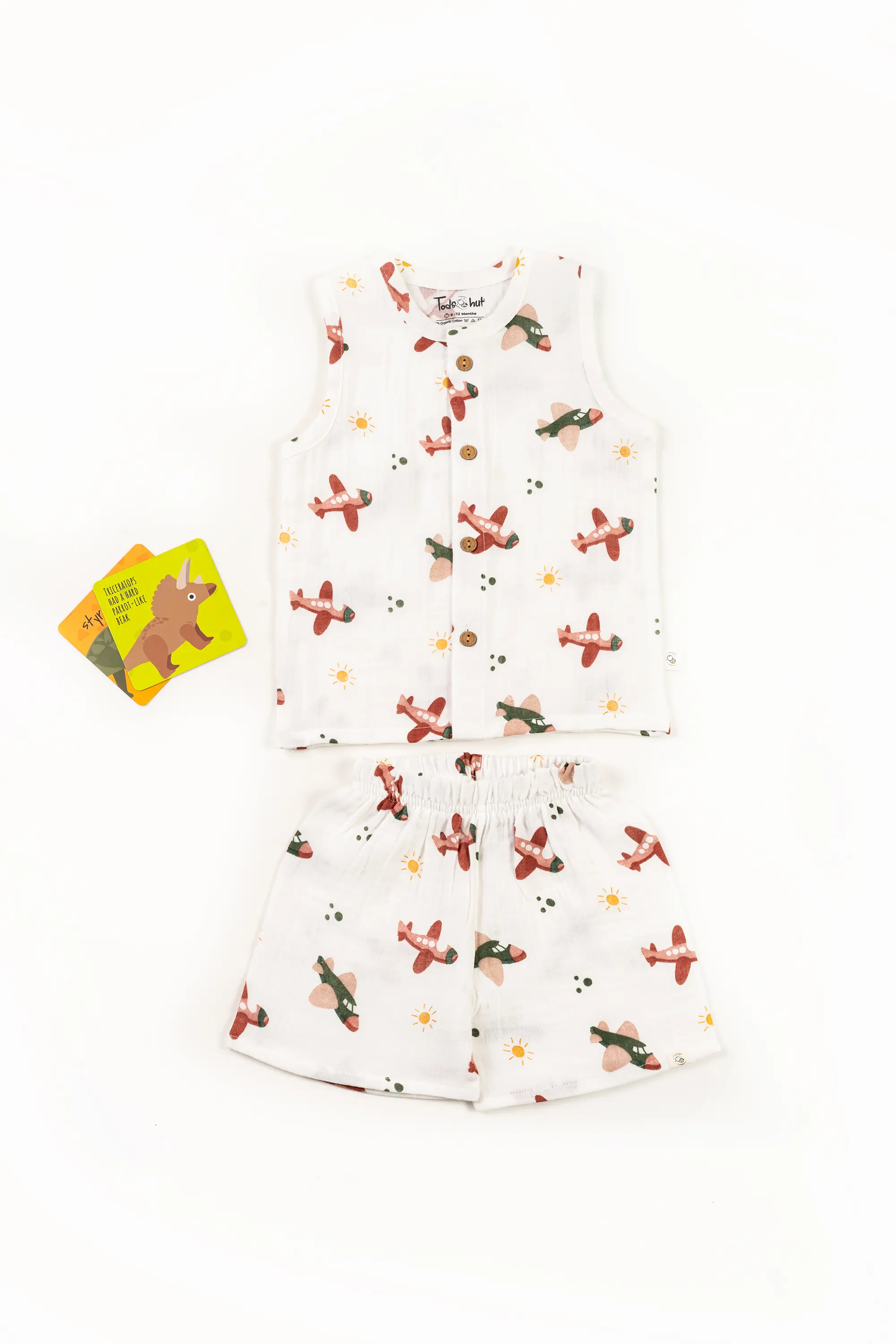 Crinkled Muslin Round Collar Sleeveless Co-Ords Set