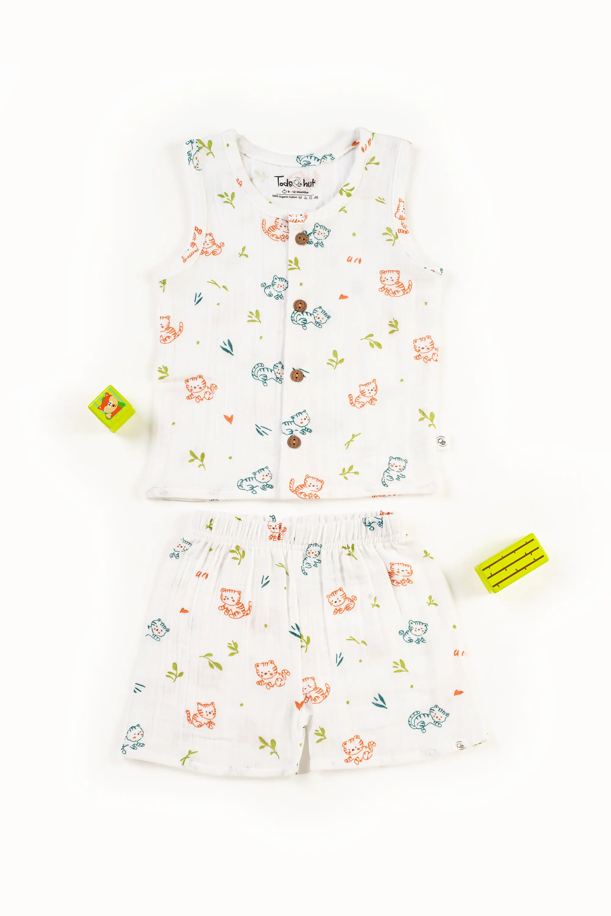 Crinkled Muslin Round Collar Sleeveless Co-Ords Set