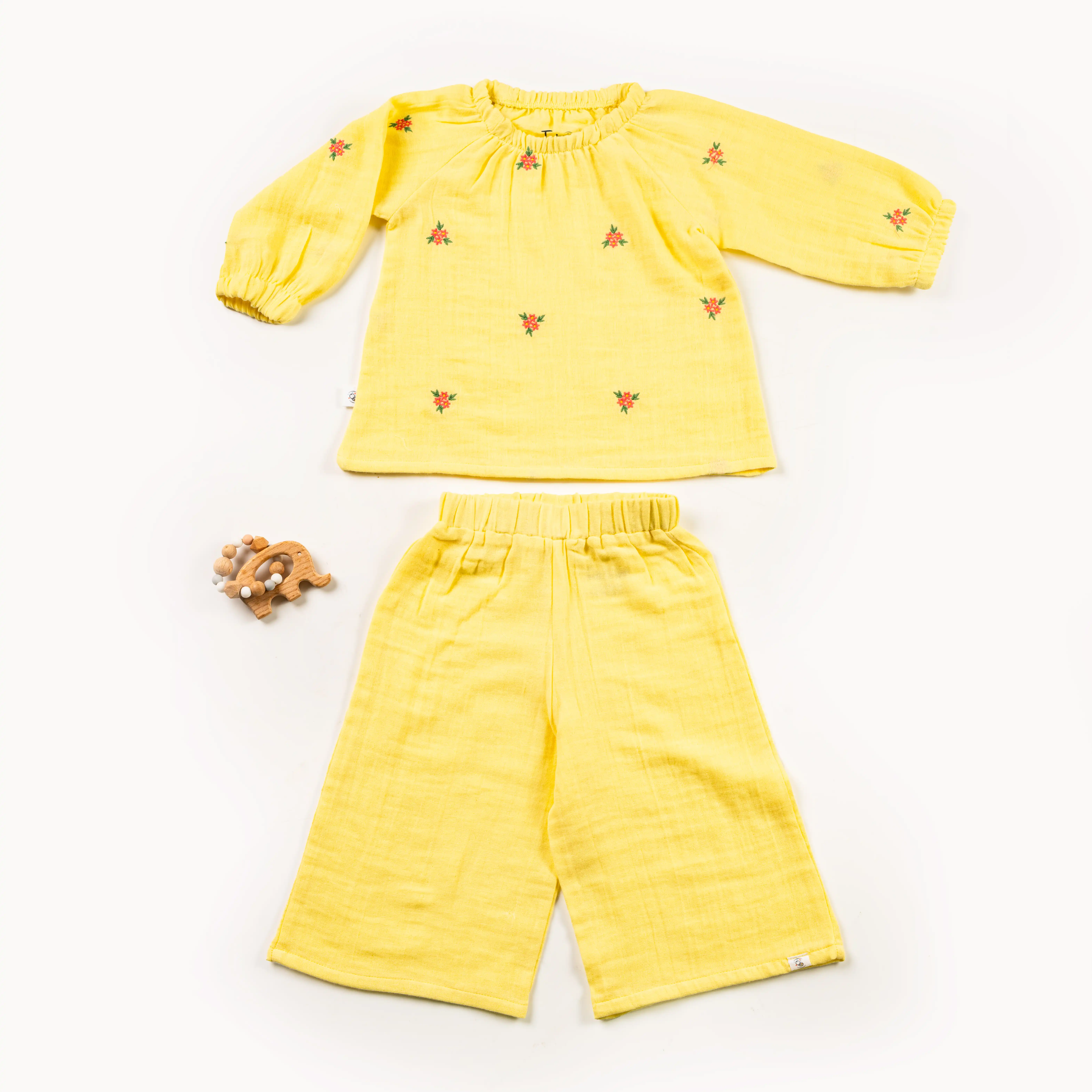Raglan Co-Ord Set | Full Sleeve | Ruffle Neck | Breathable, Lightweight, Comfortable | 100% Muslin Cotton | Premium Crinkled Muslin Cotton
