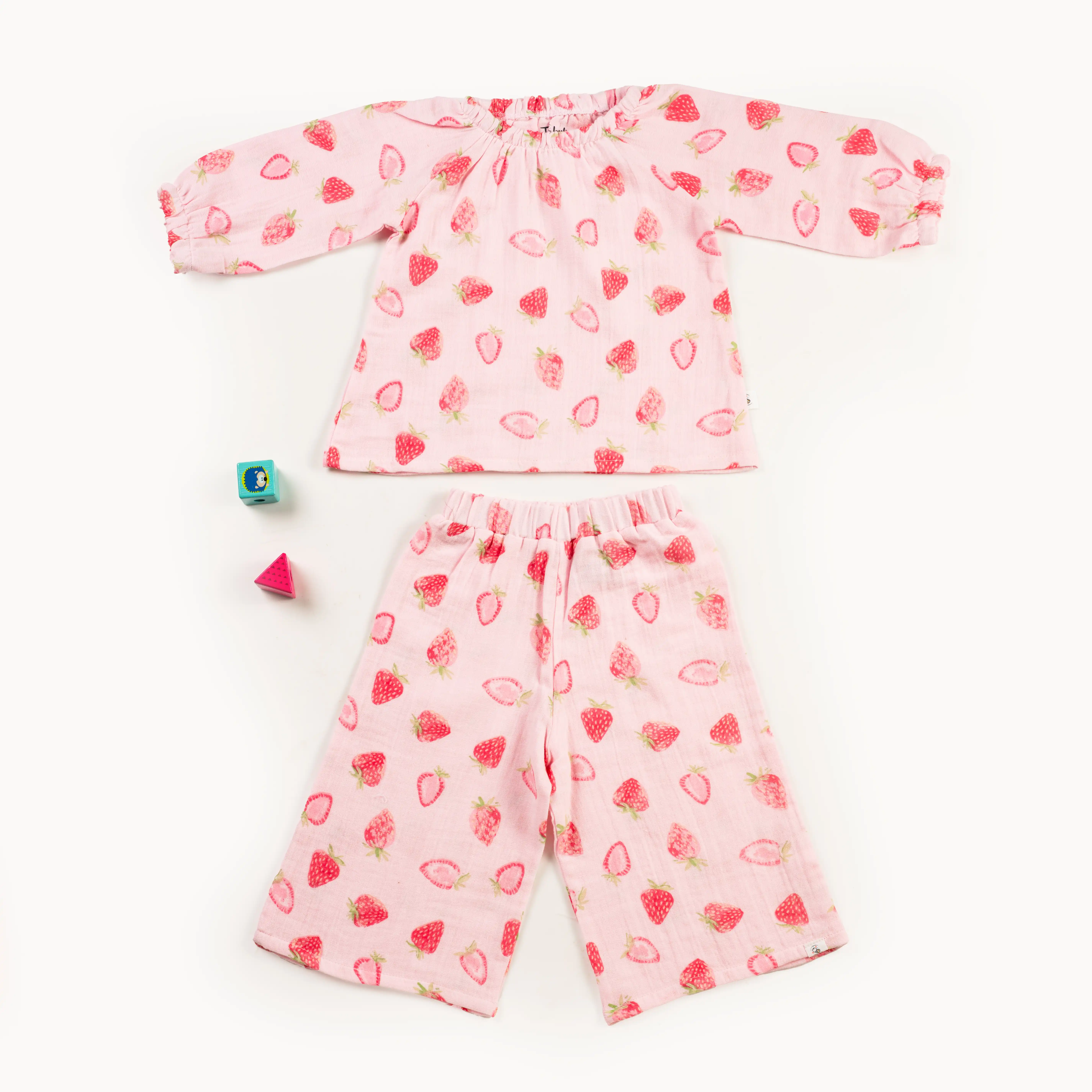 Raglan Co-Ord Set | Full Sleeve | Ruffle Neck | Breathable, Lightweight, Comfortable | 100% Muslin Cotton | Premium Crinkled Muslin Cotton