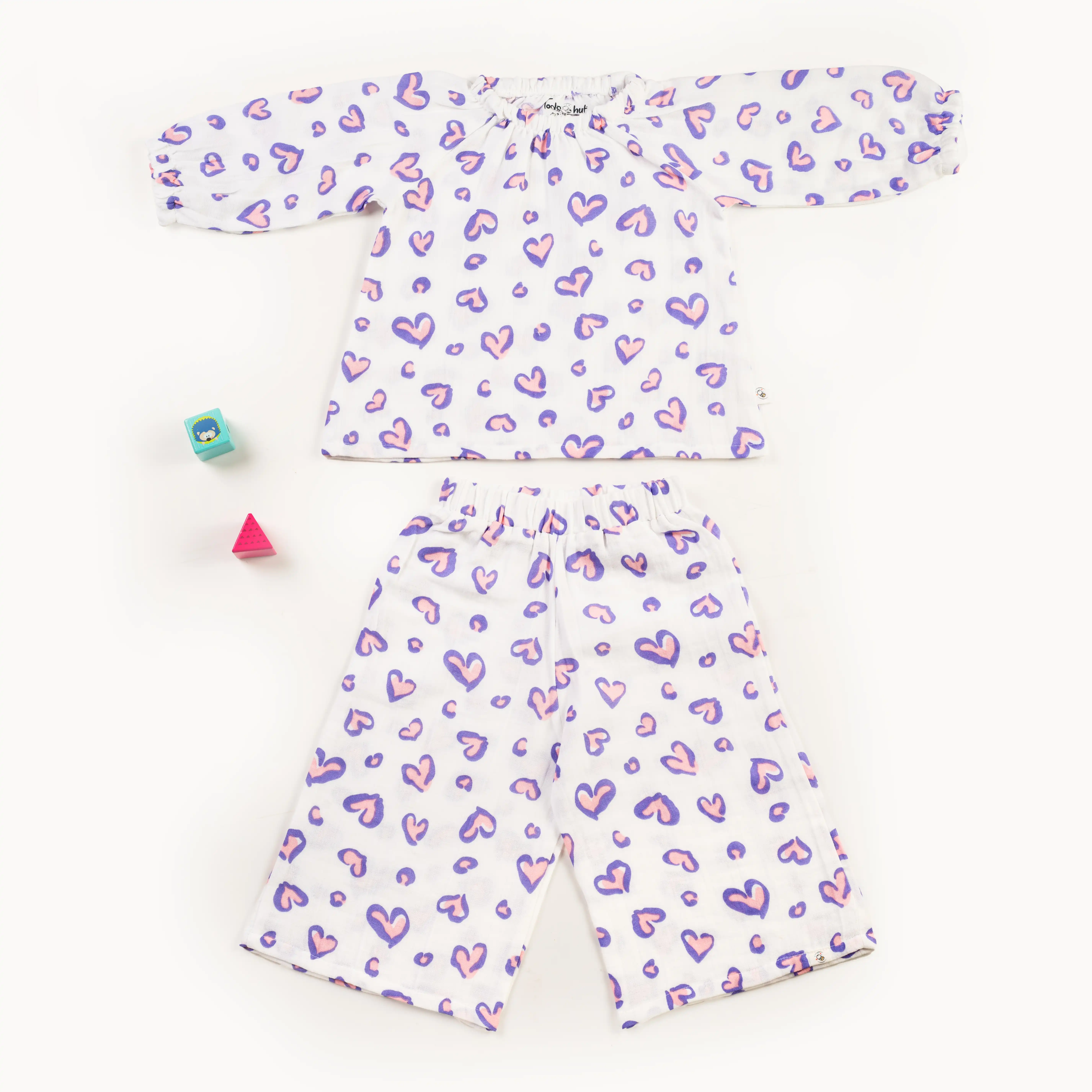 Raglan Co-Ord Set | Full Sleeve | Ruffle Neck | Breathable, Lightweight, Comfortable | 100% Muslin Cotton | Premium Crinkled Muslin Cotton