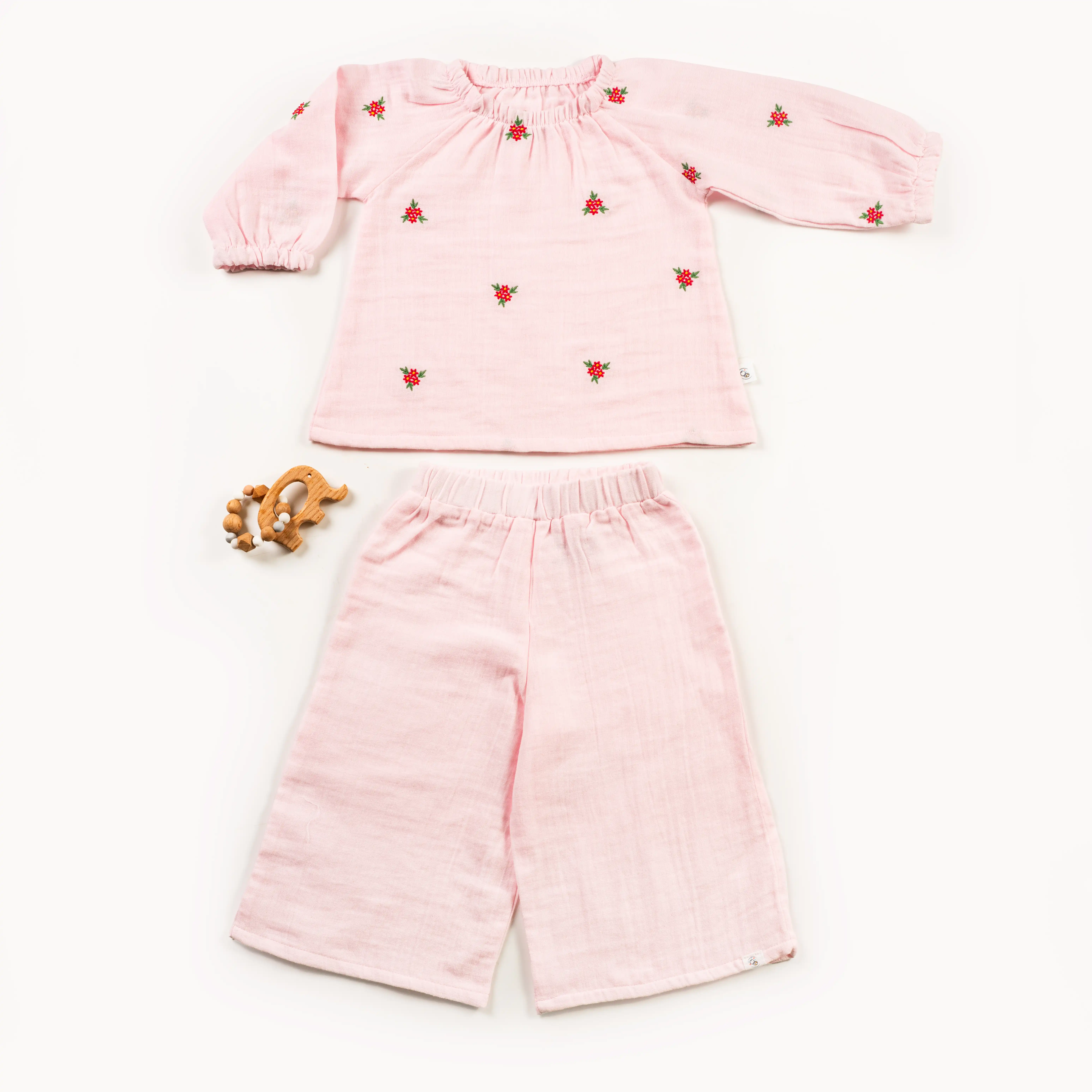 Raglan Co-Ord Set | Full Sleeve | Ruffle Neck | Breathable, Lightweight, Comfortable | 100% Muslin Cotton | Premium Crinkled Muslin Cotton