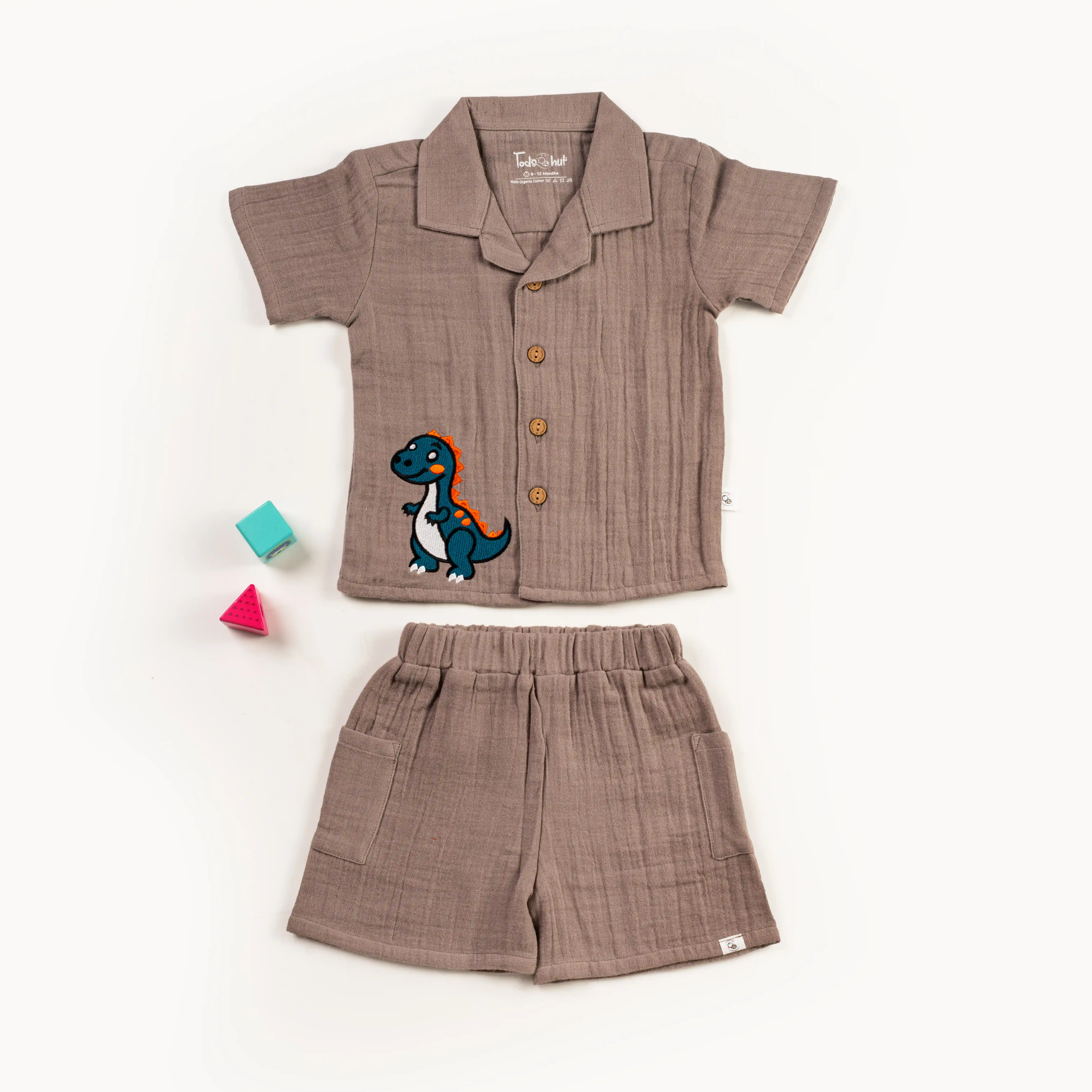 Cuban Embroidered  Co-Ord Set | Half Sleeve | Cuban Collar | Airy, Soft, Summer-Friendly | 100% Muslin Cotton | Premium Crinkled Muslin Cotton