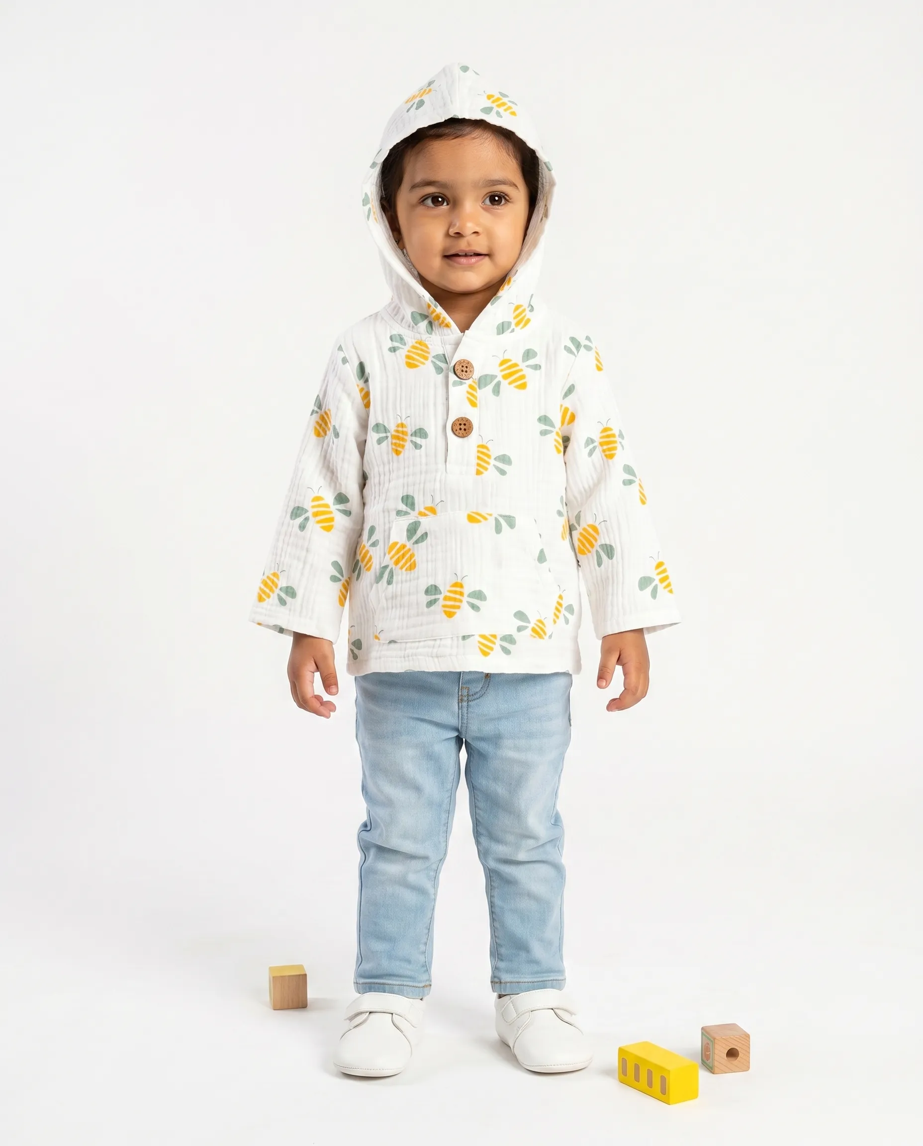 4 Layer Crinkled Muslin Full-Sleeve Hoodies