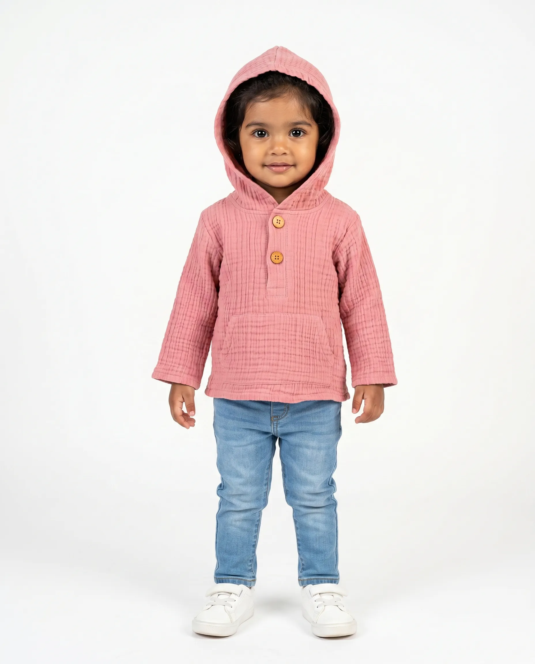 4 Layer Crinkled Muslin Full-Sleeve Hoodies