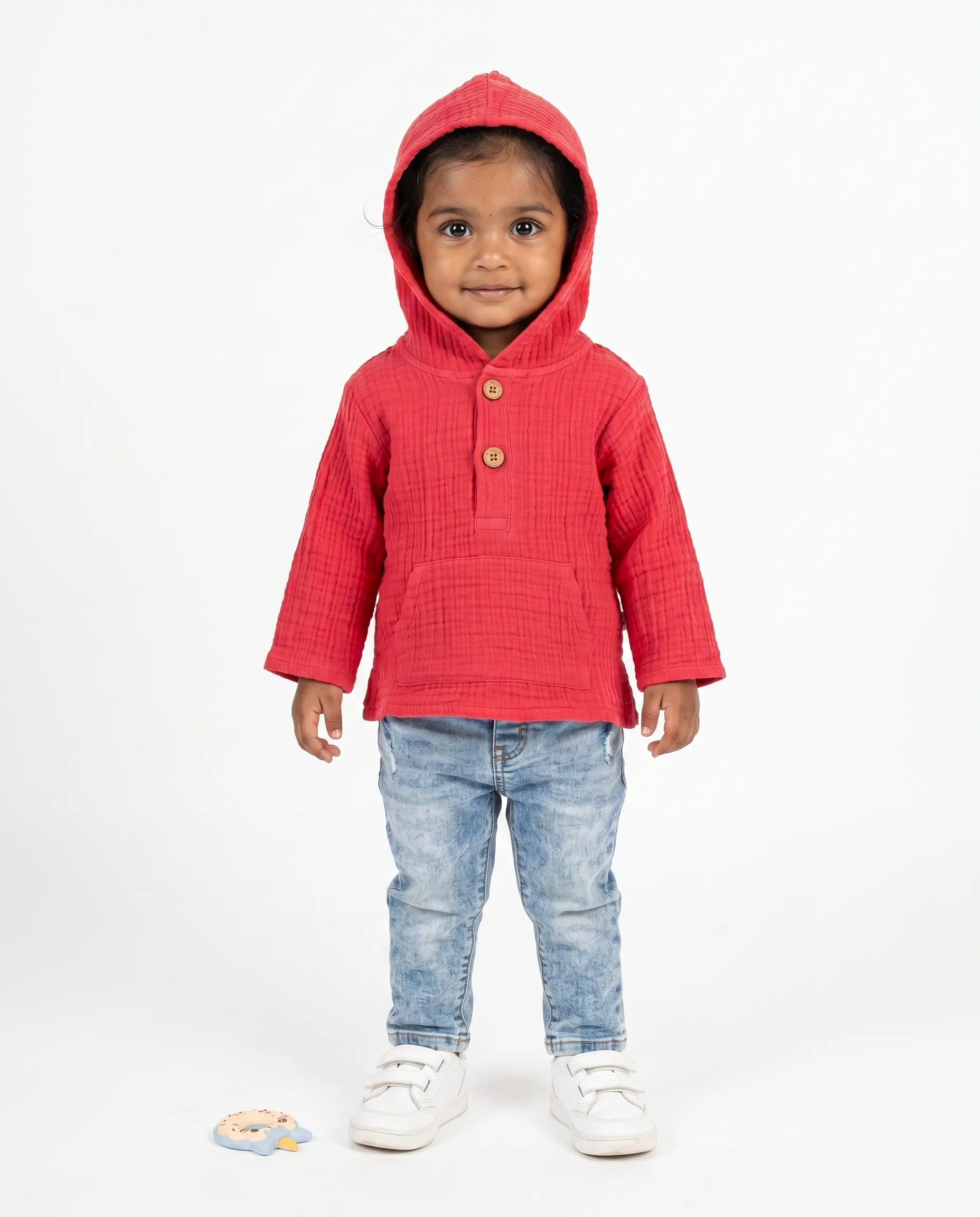 4 Layer Crinkled Muslin Full-Sleeve Hoodies