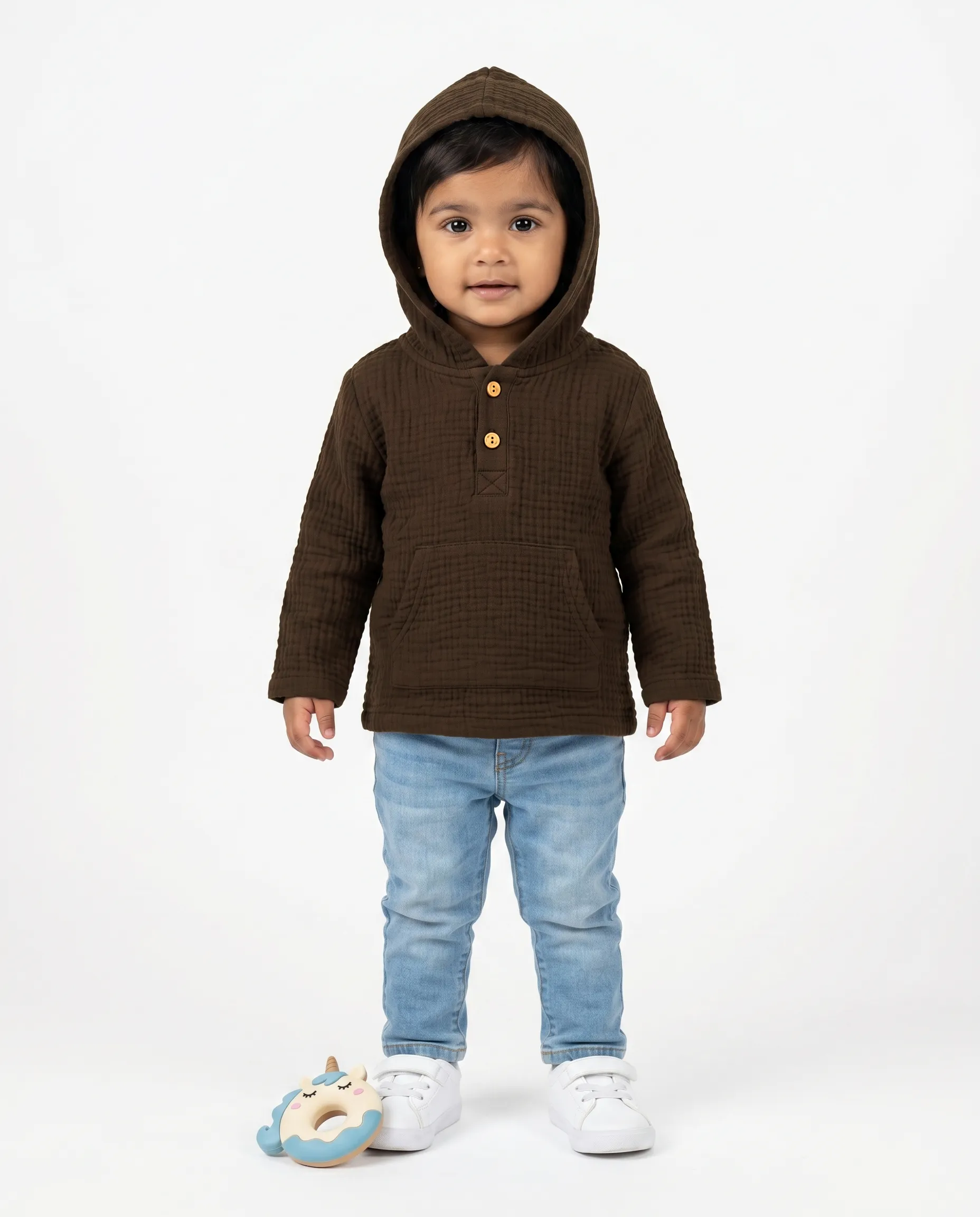 4 Layer Crinkled Muslin Full-Sleeve Hoodies