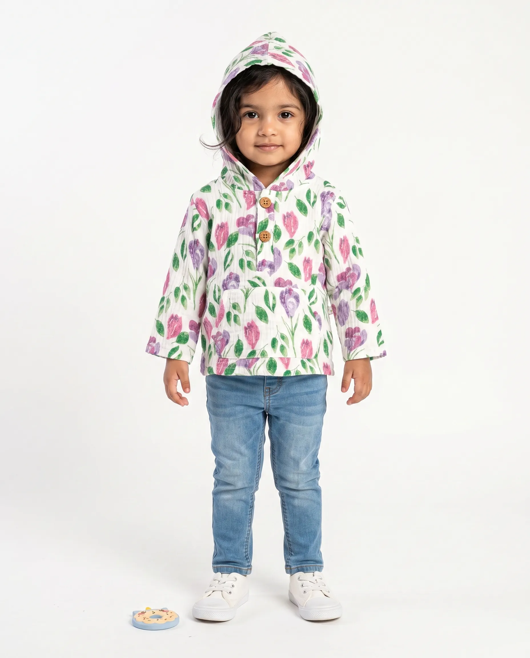 4 Layer Crinkled Muslin Full-Sleeve Hoodies