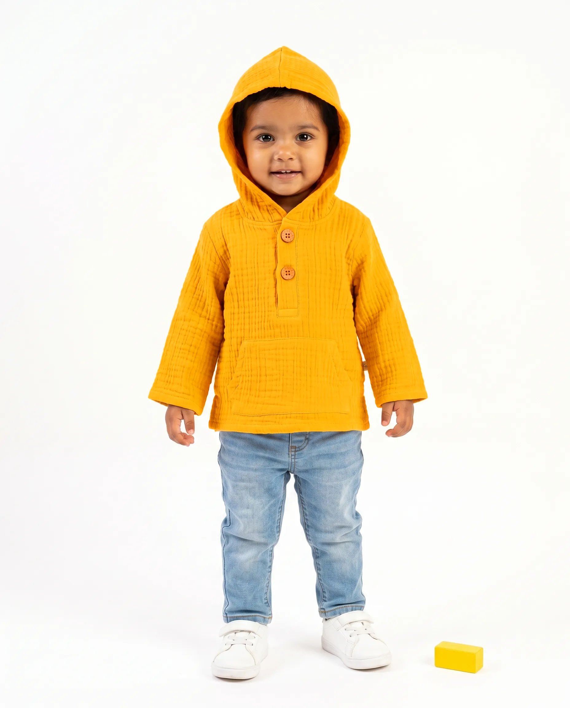 4 Layer Crinkled Muslin Full-Sleeve Hoodies