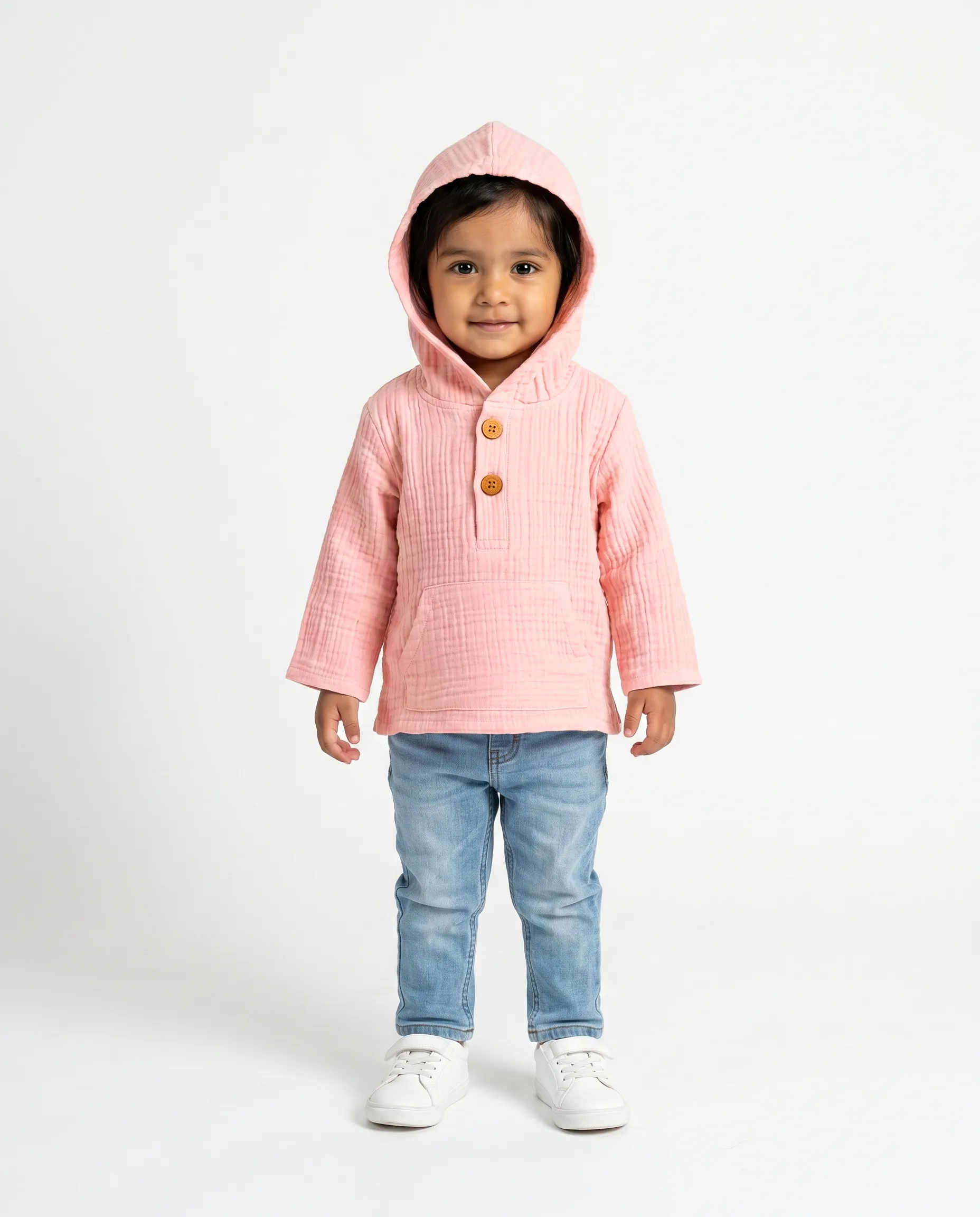 4 Layer Crinkled Muslin Full-Sleeve Hoodies
