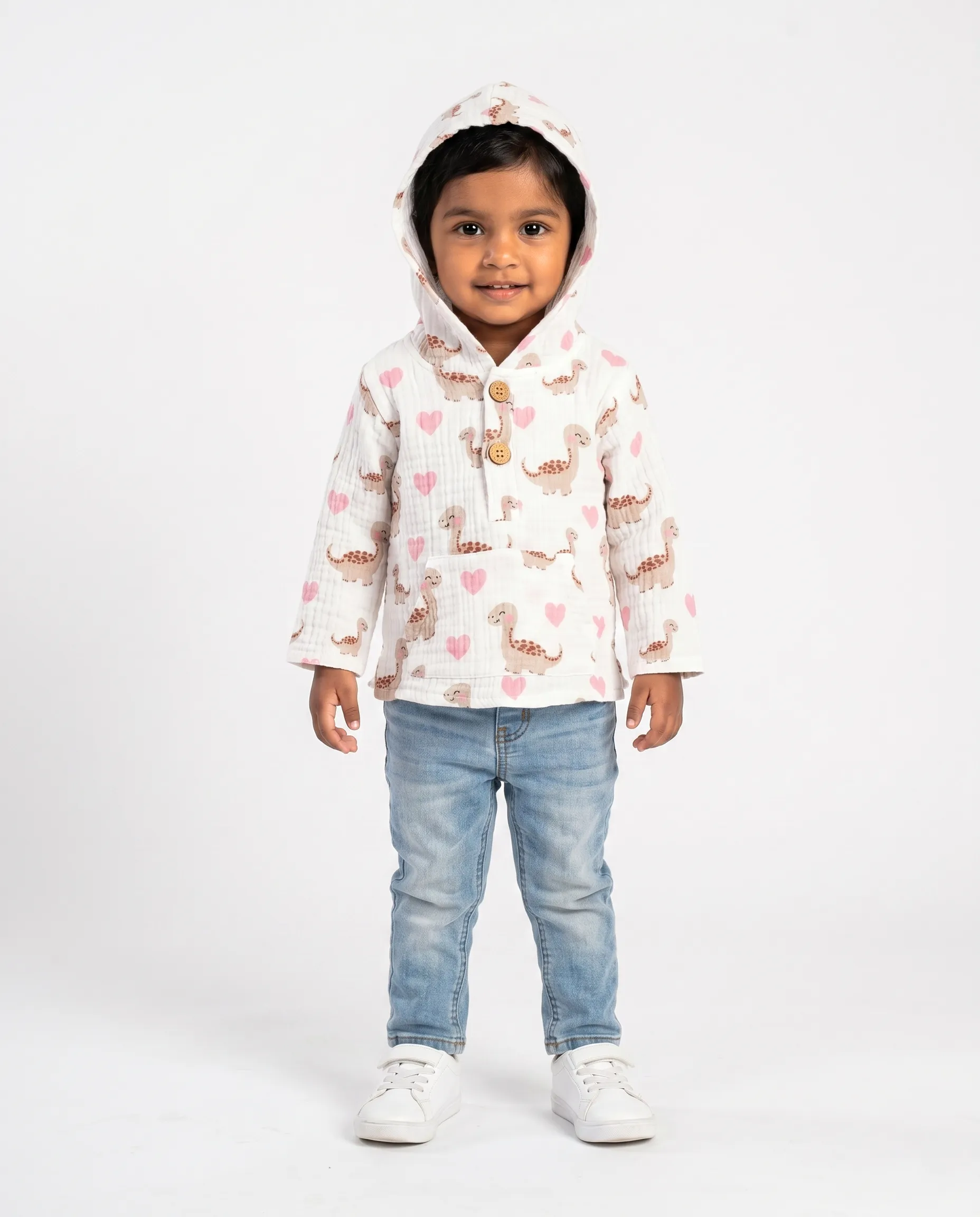 4 Layer Crinkled Muslin Full-Sleeve Hoodies