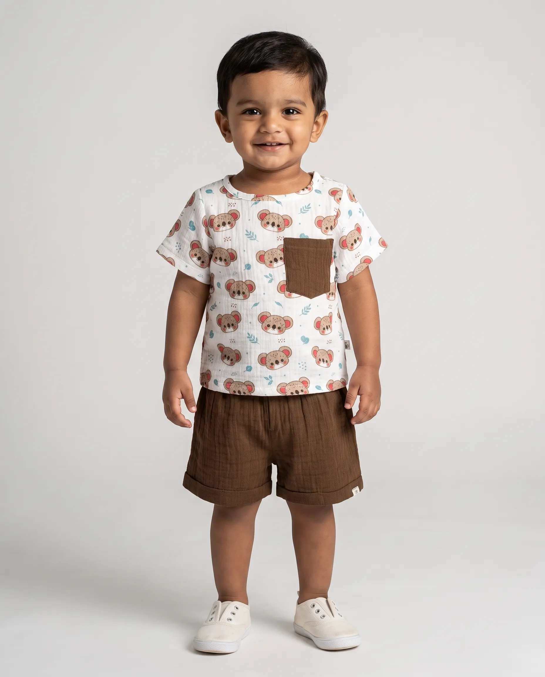 Crinkled Muslin Boat Neck Half-Sleeve Co-Ords Set