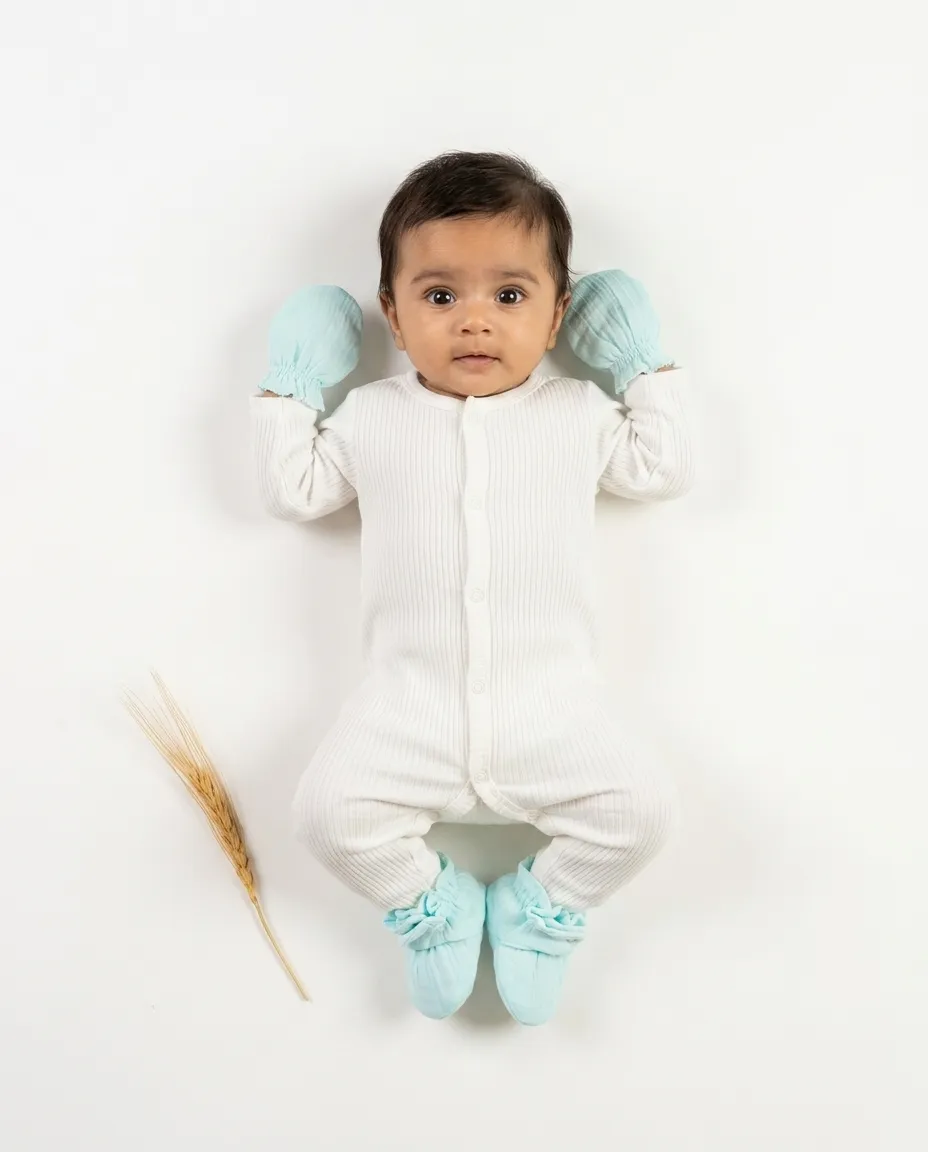 Crinkled Muslin Mitten & Booties