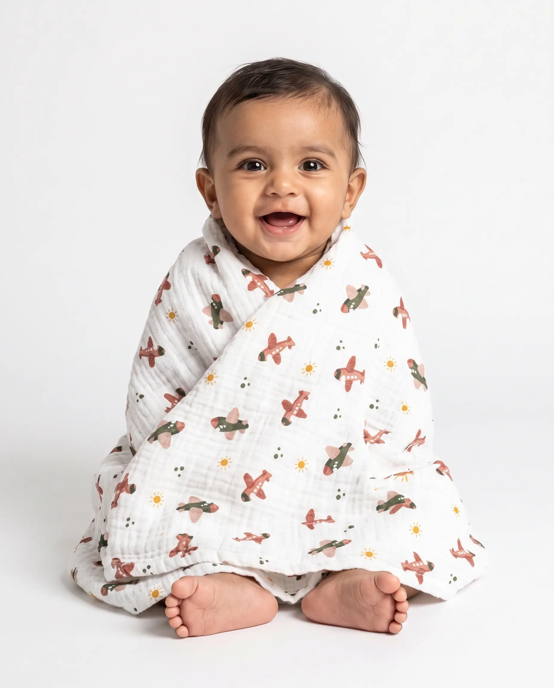 4 Layer Baby Blanket |  Super Absorbent, Quick-Dry, Baby-Soft | 100% Muslin Cotton | Premium Crinkled Muslin Cotton