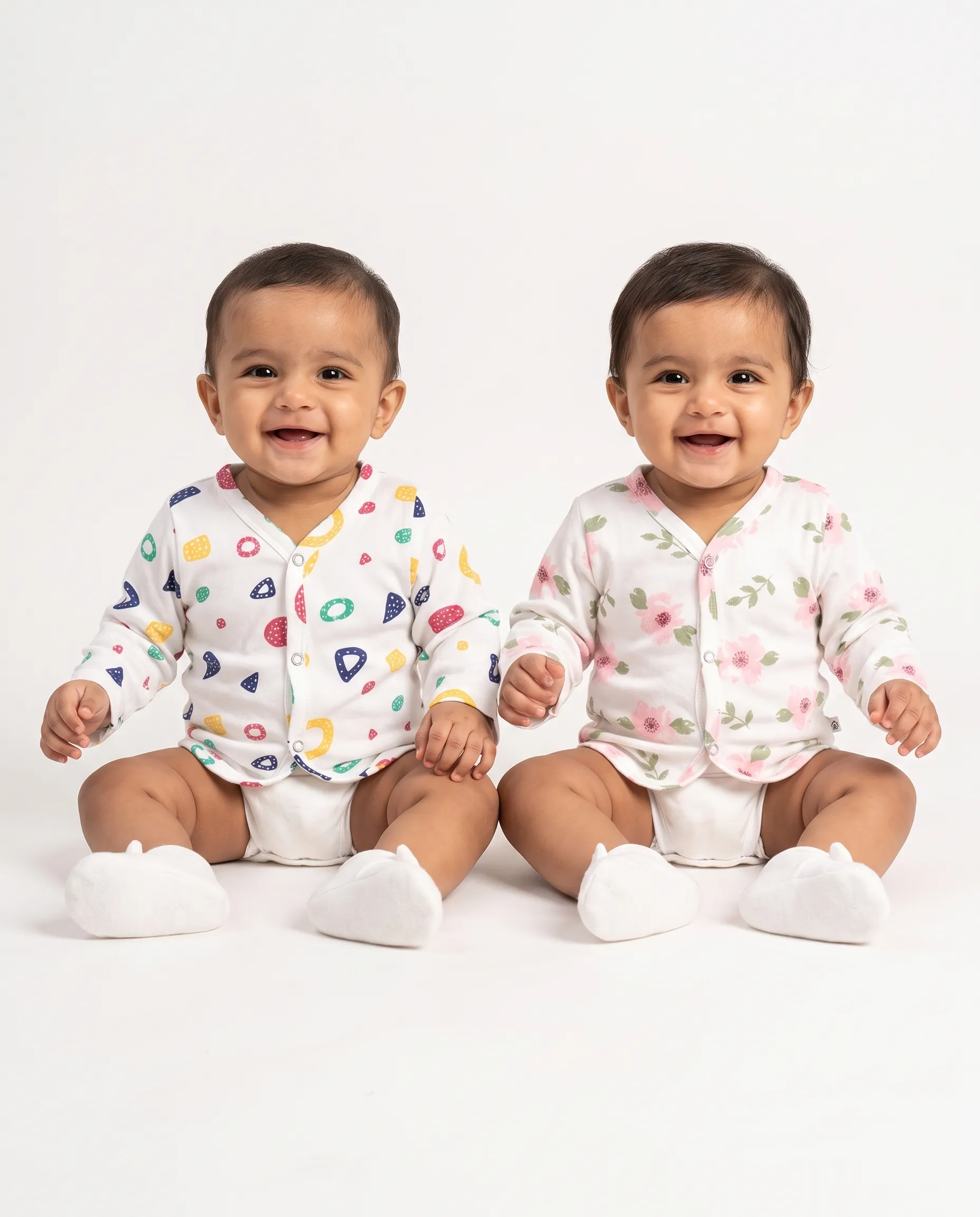 Jabla | Full Sleeve | Round Neck | Soft, Breathable, Newborn-Friendly | 100% Muslin Cotton | Premium Crinkled Muslin Cotton