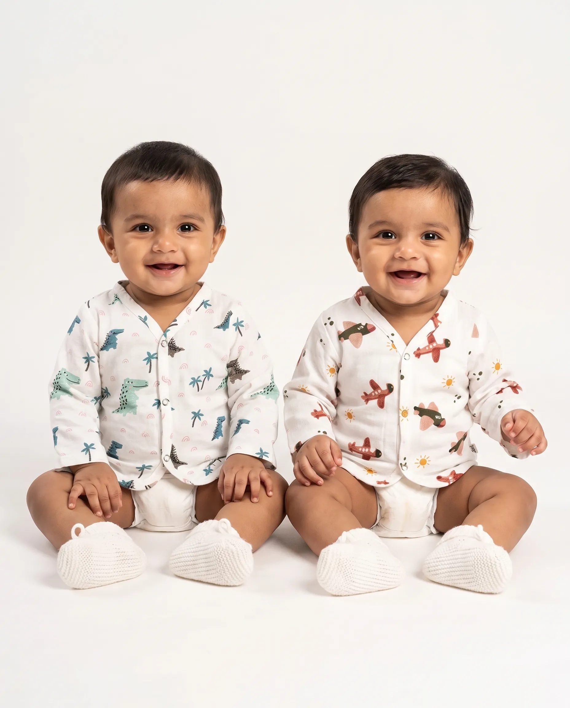 Jabla | Full Sleeve | Round Neck | Soft, Breathable, Newborn-Friendly | 100% Muslin Cotton | Premium Crinkled Muslin Cotton