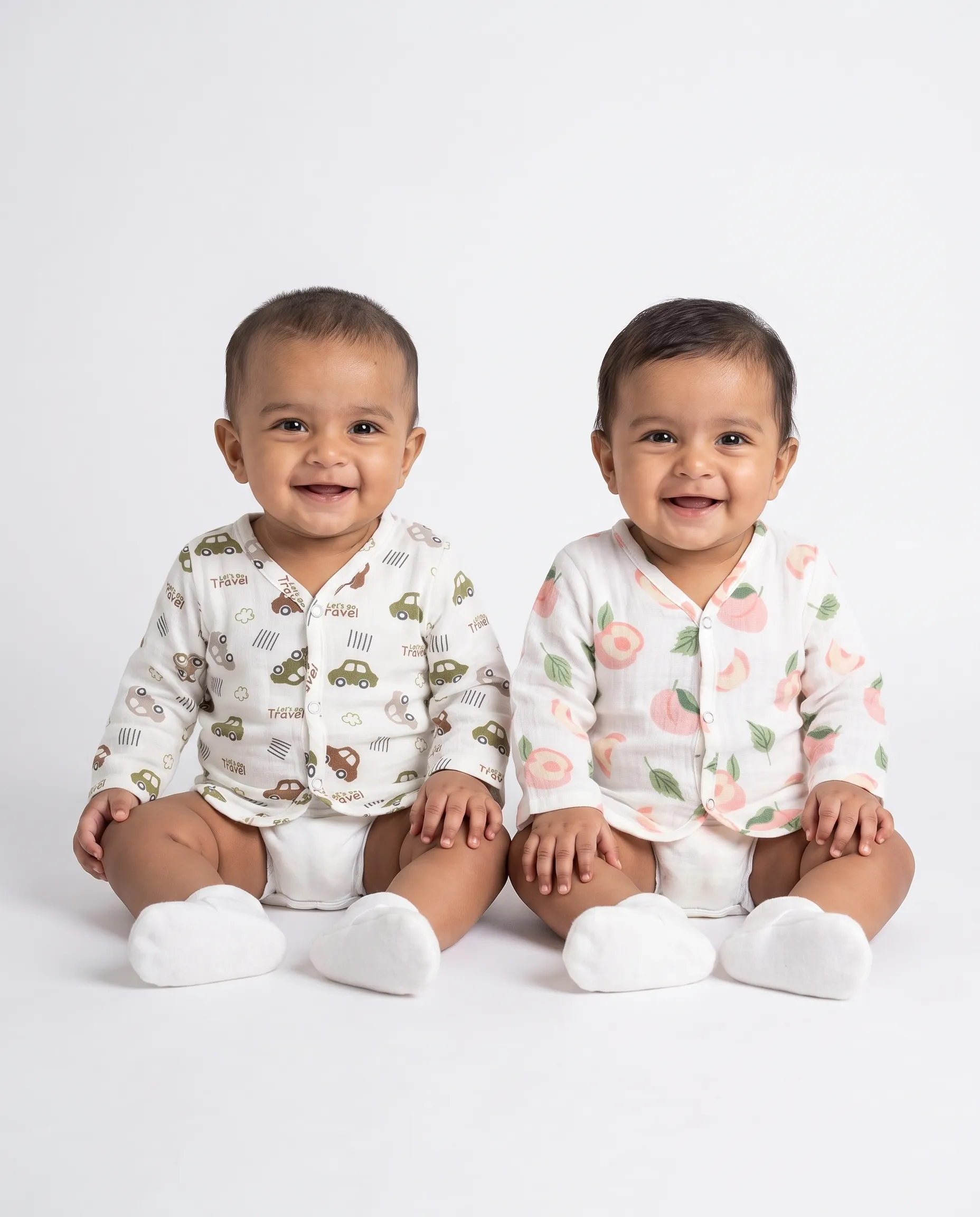 Jabla | Full Sleeve | Round Neck | Soft, Breathable, Newborn-Friendly | 100% Muslin Cotton | Premium Crinkled Muslin Cotton