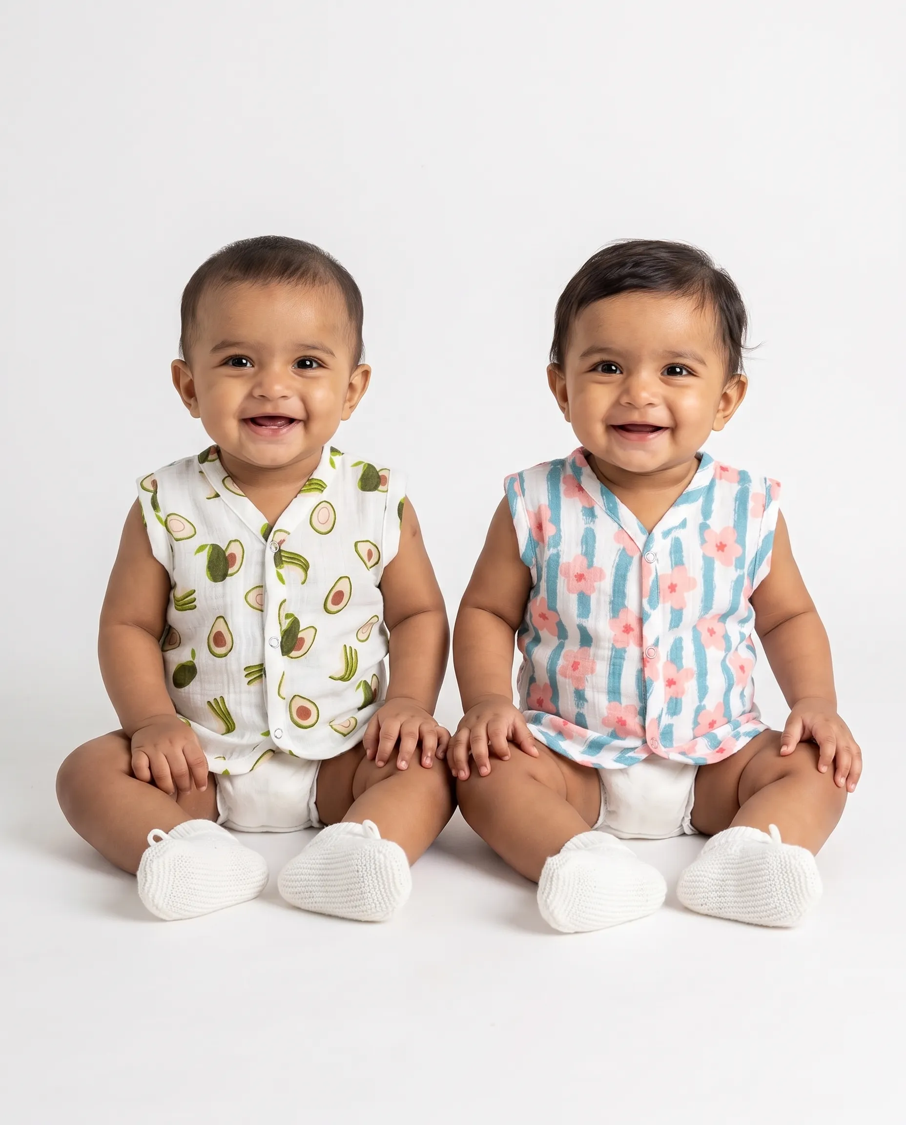 Jabla |Sleeveless |Round Neck | Lightweight Airy Gentle |100% Muslin Cotton | Premium Crinkled Muslin Cotton