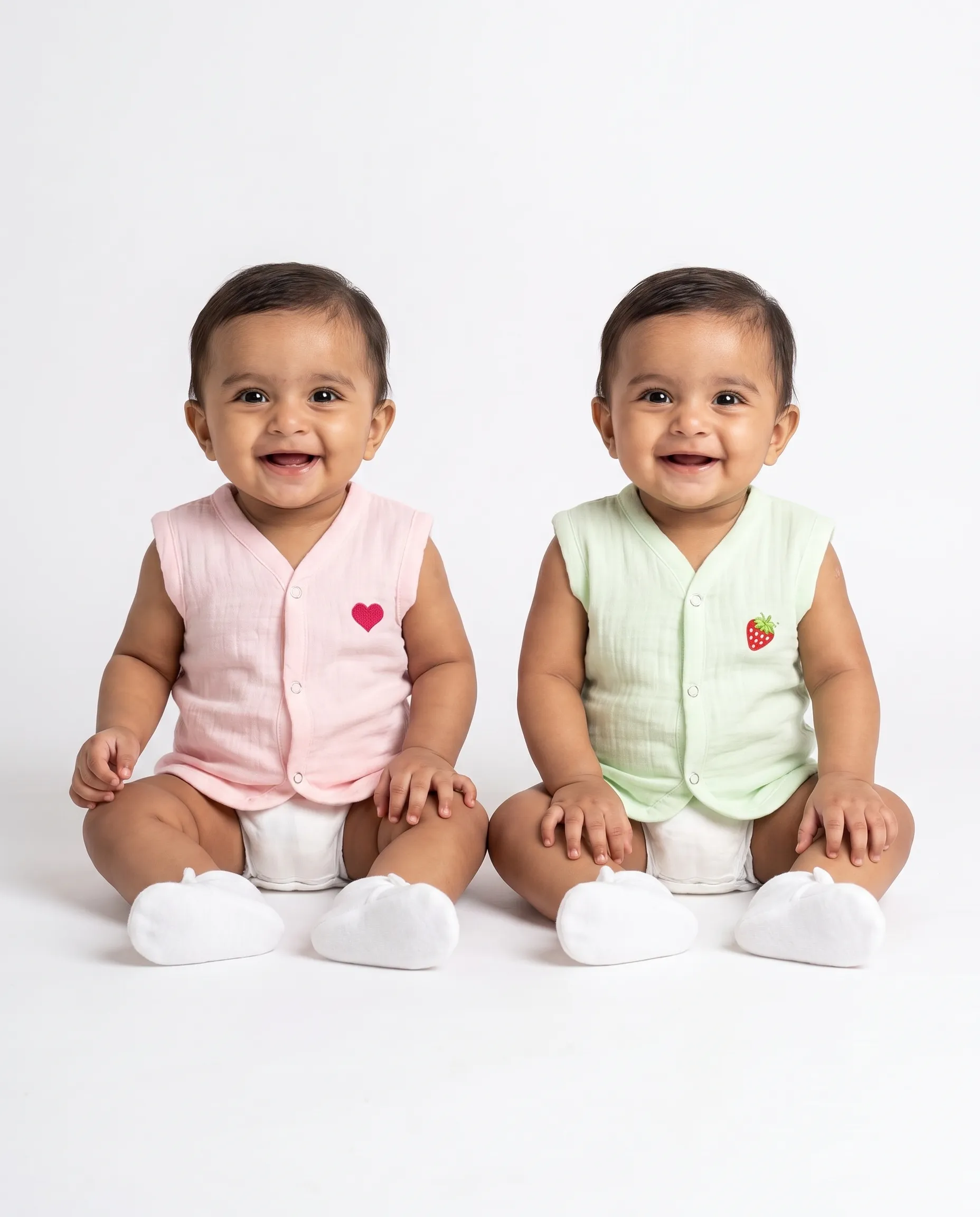 Jabla |Sleeveless |Round Neck | Lightweight Airy Gentle |100% Muslin Cotton | Premium Crinkled Muslin Cotton